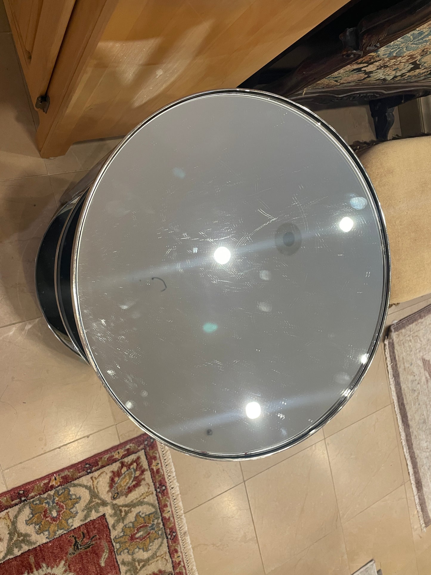 Three Tier Mirrored Iron Round Table (01D02N)