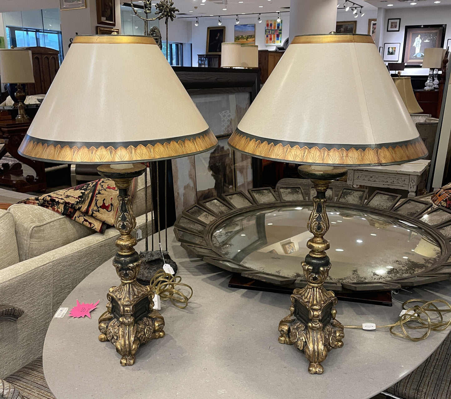 Italian Gilt Lamps, a pair AS IS (0OH001)