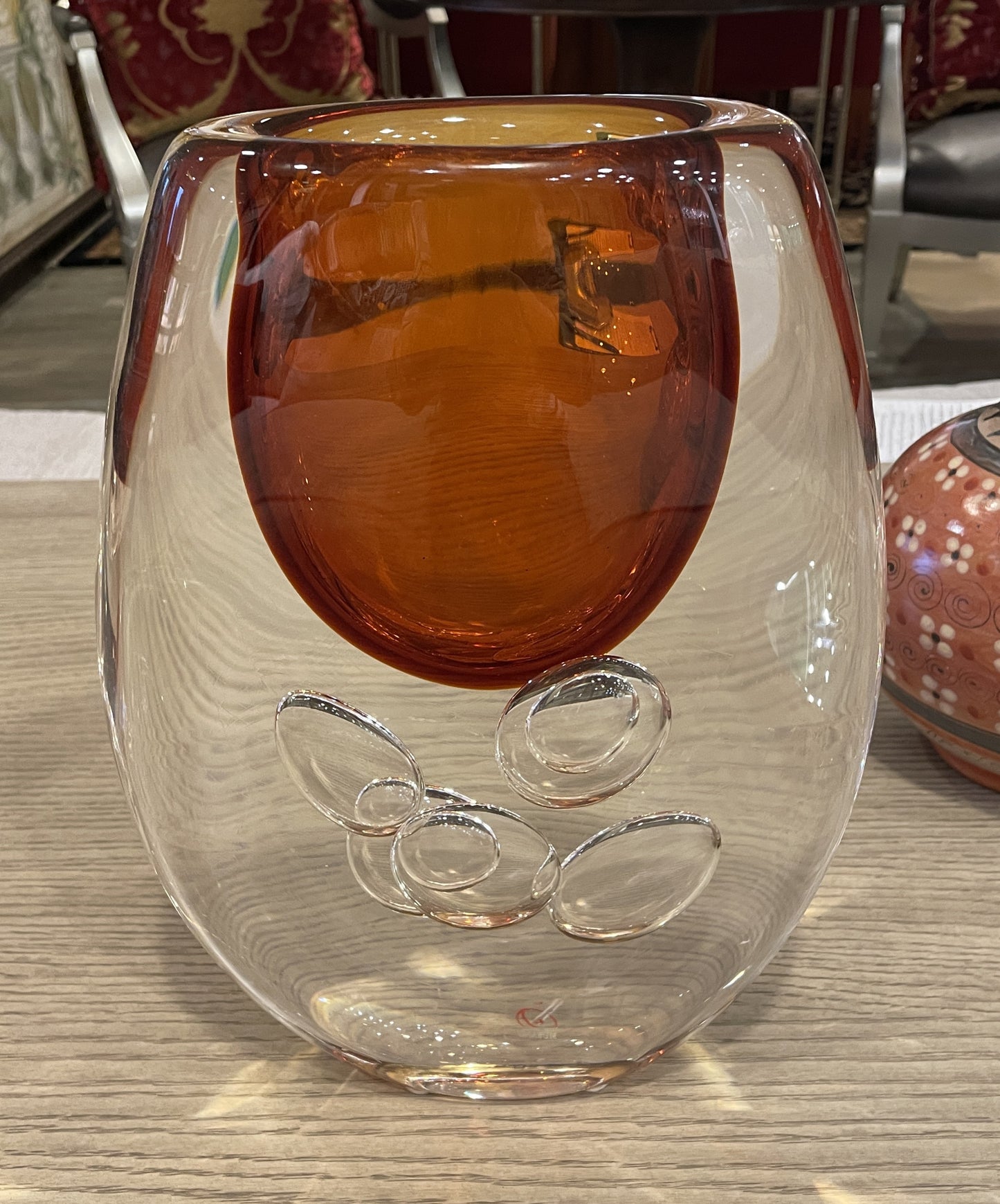Vetro Artistico Murano Orange Vase (0OH005)