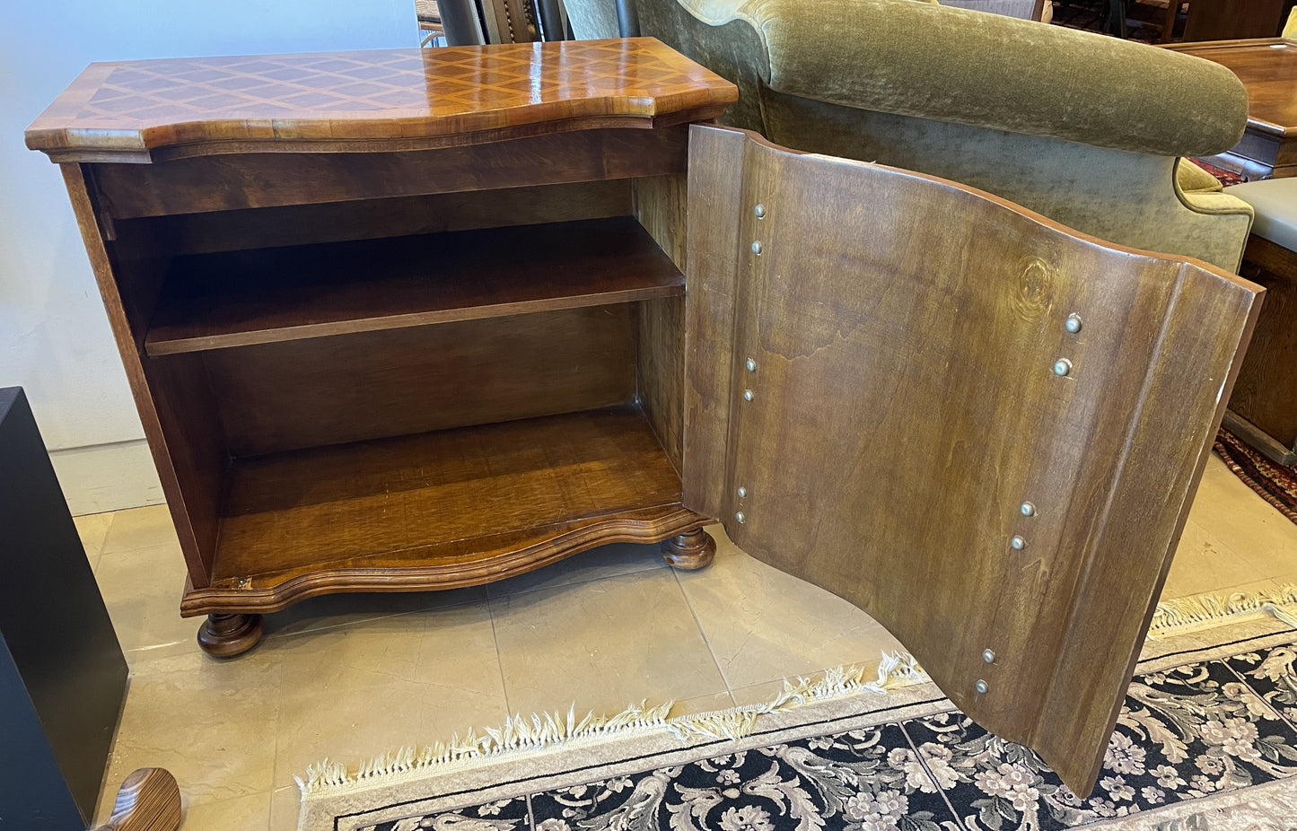 Italian Bar Cabinet with Diamond Pattern Inlay AS IS (0JZ00M)