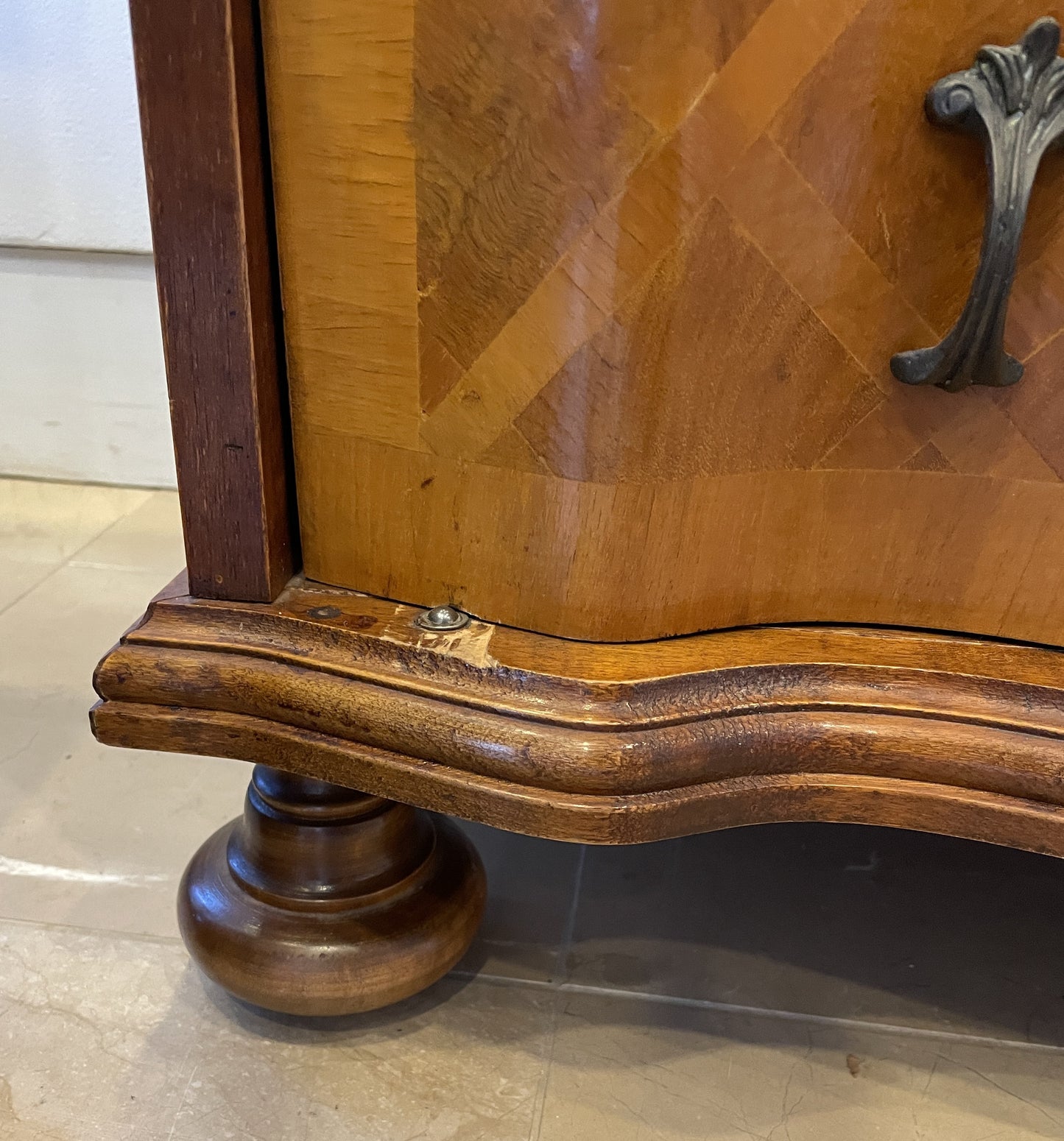 Italian Bar Cabinet with Diamond Pattern Inlay AS IS (0JZ00M)