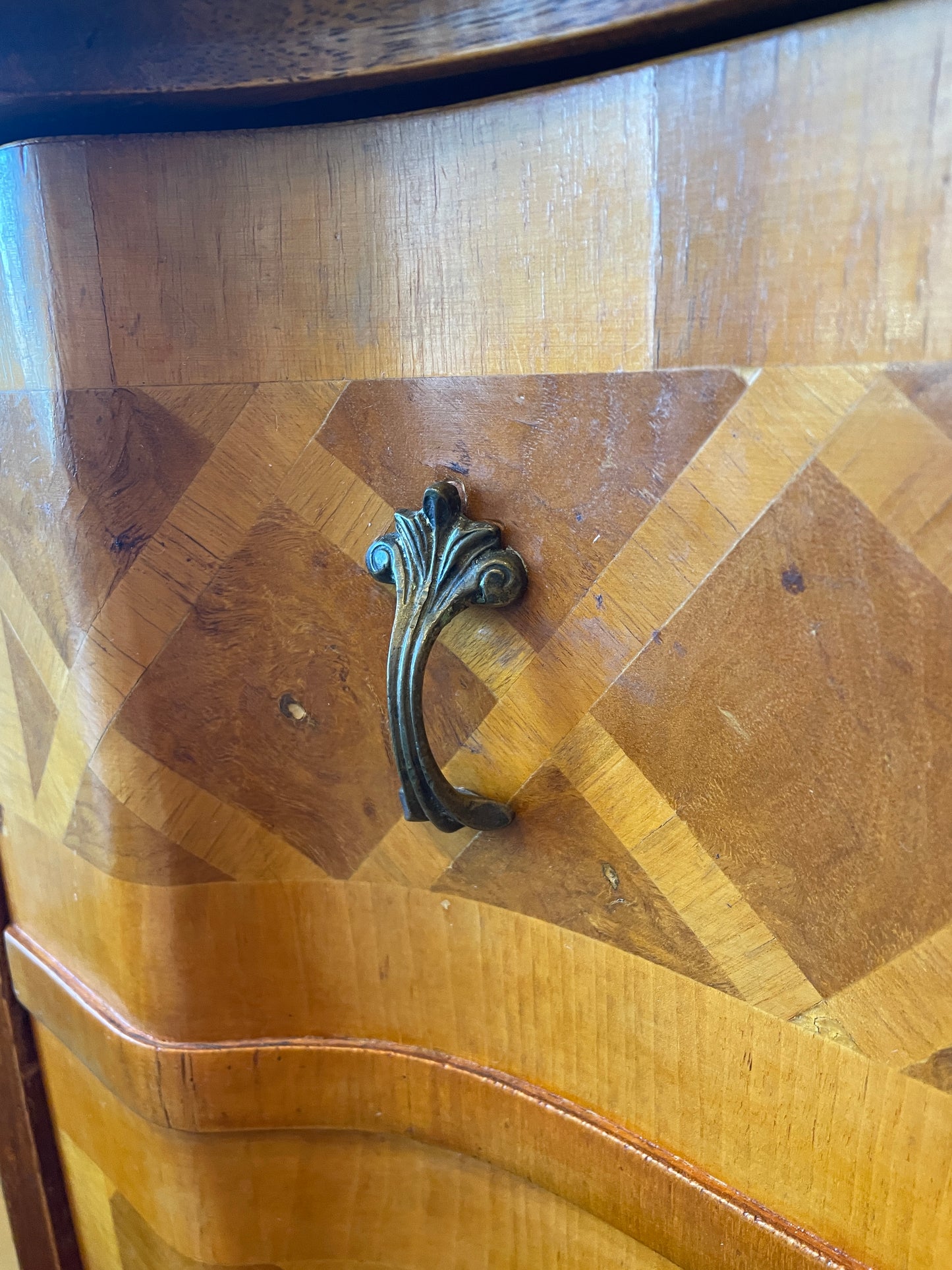 Italian Bar Cabinet with Diamond Pattern Inlay AS IS (0JZ00M)