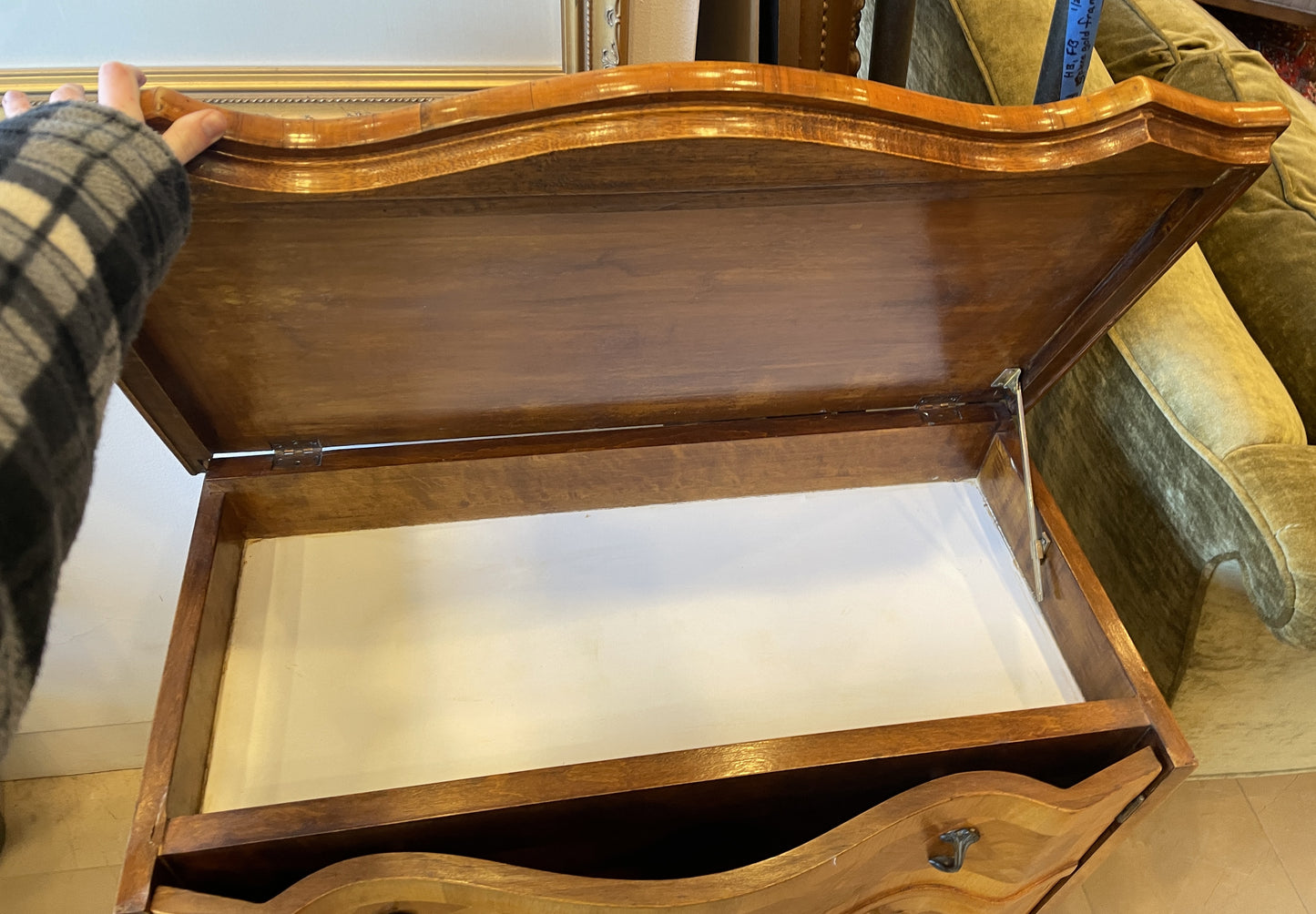 Italian Bar Cabinet with Diamond Pattern Inlay AS IS (0JZ00M)