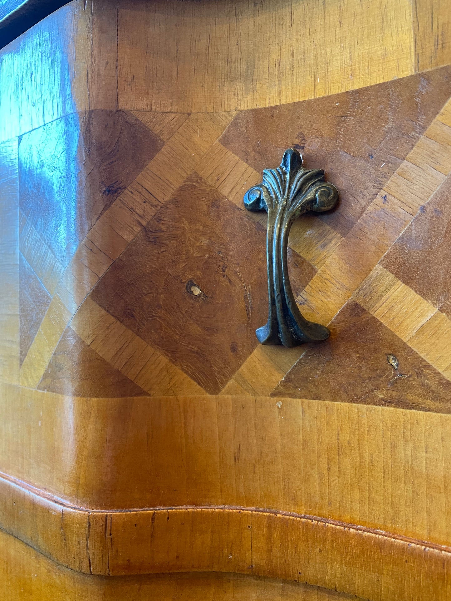 Italian Bar Cabinet with Diamond Pattern Inlay AS IS (0JZ00M)