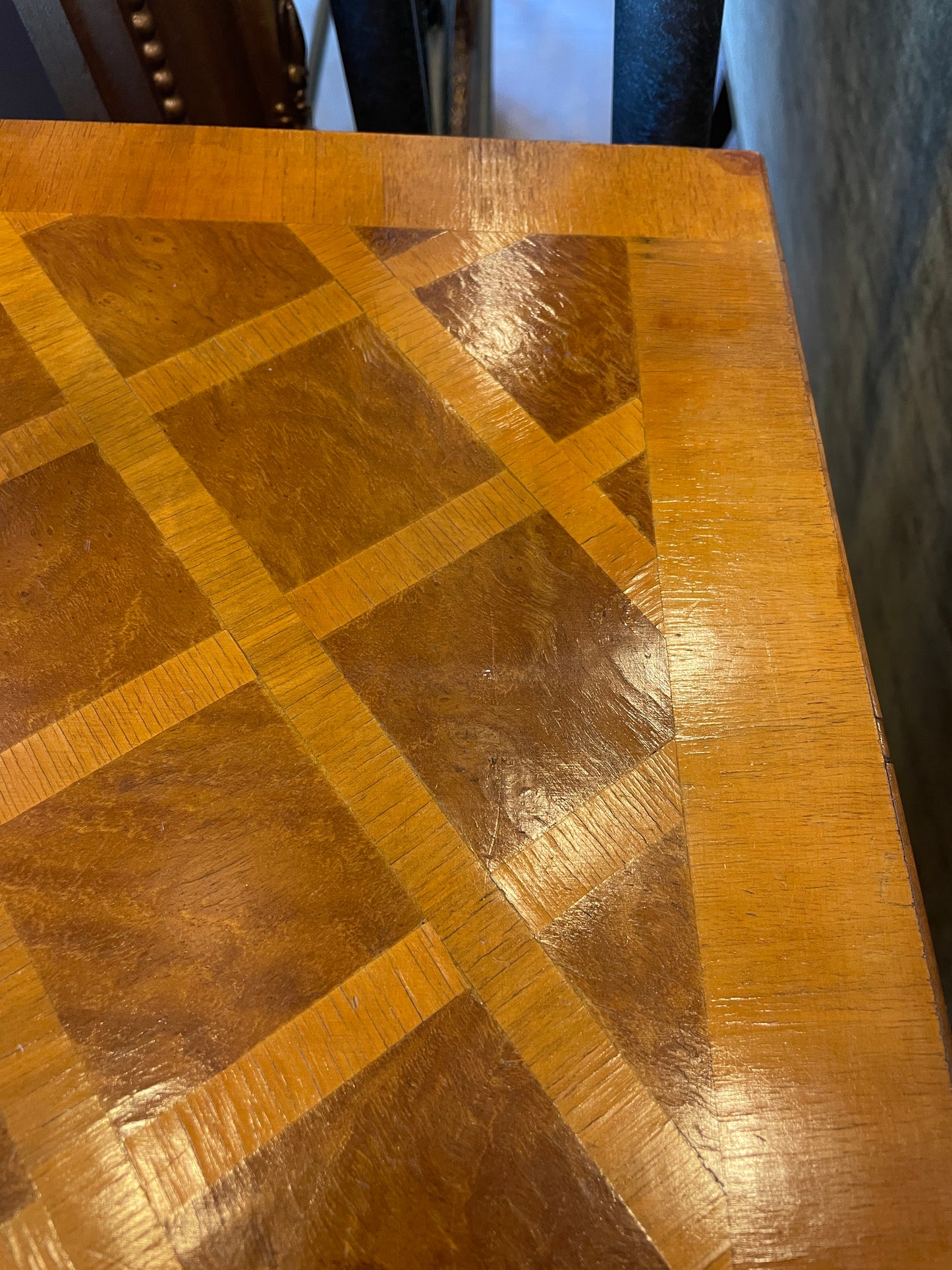 Italian Bar Cabinet with Diamond Pattern Inlay AS IS (0JZ00M)