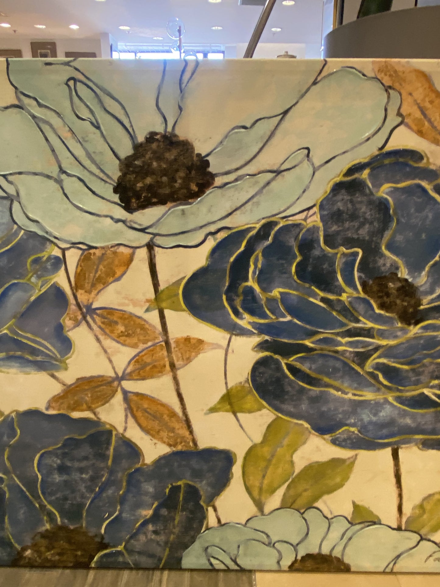 F. Du Villeneuve Large Floral Painting on Canvas (3JN1T7)