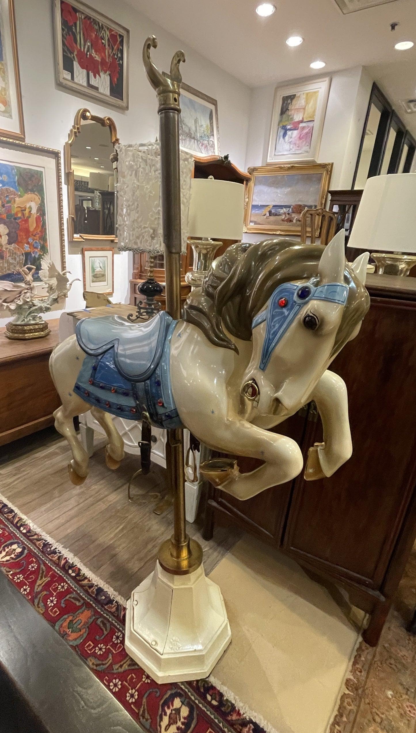 Allan Herschell Attributed Repainted Carousel Horse, Jumper with Jewels (060005)