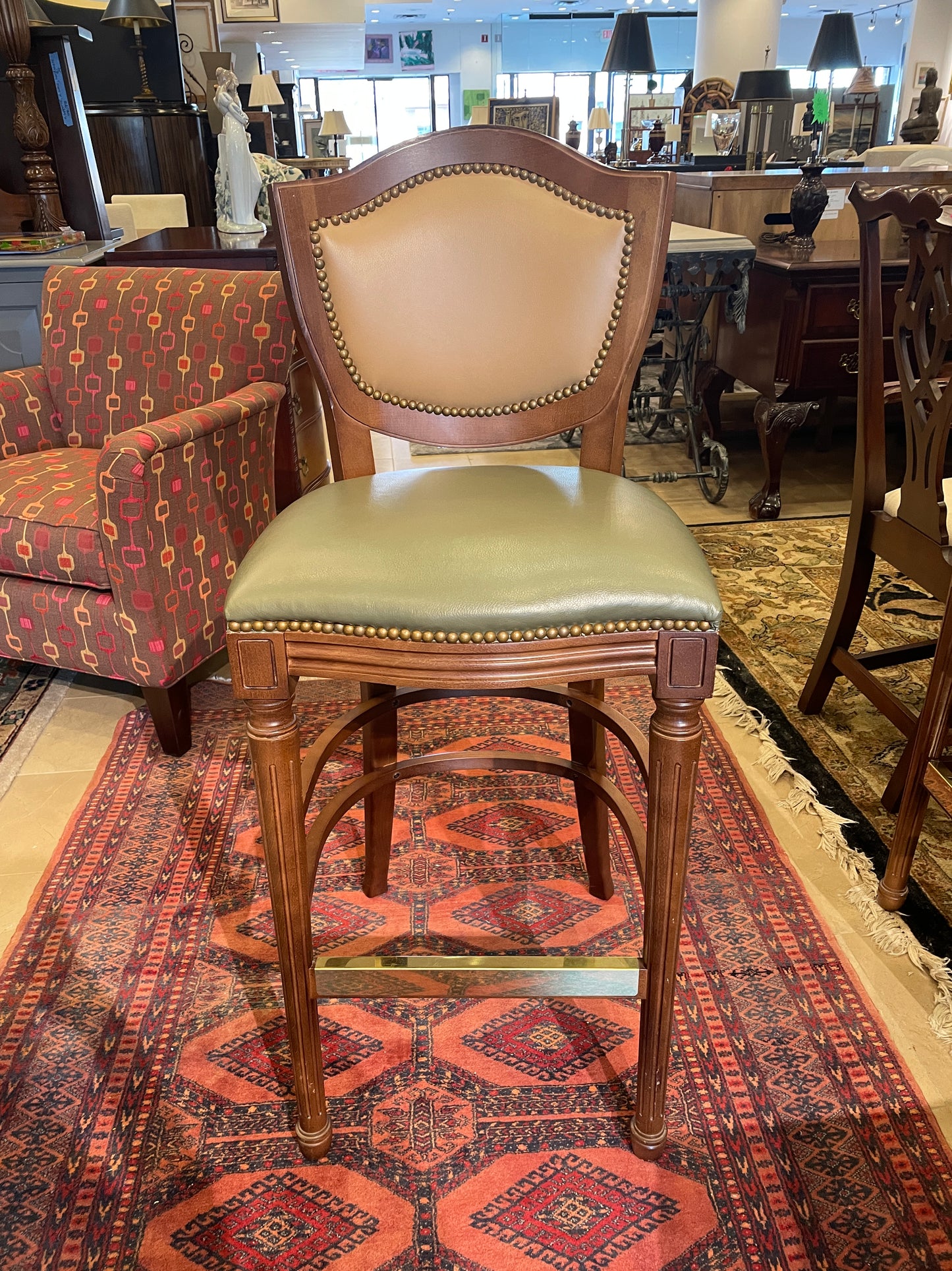 Shelby Williams Custom Leather Barstool (Six Available) (036001)