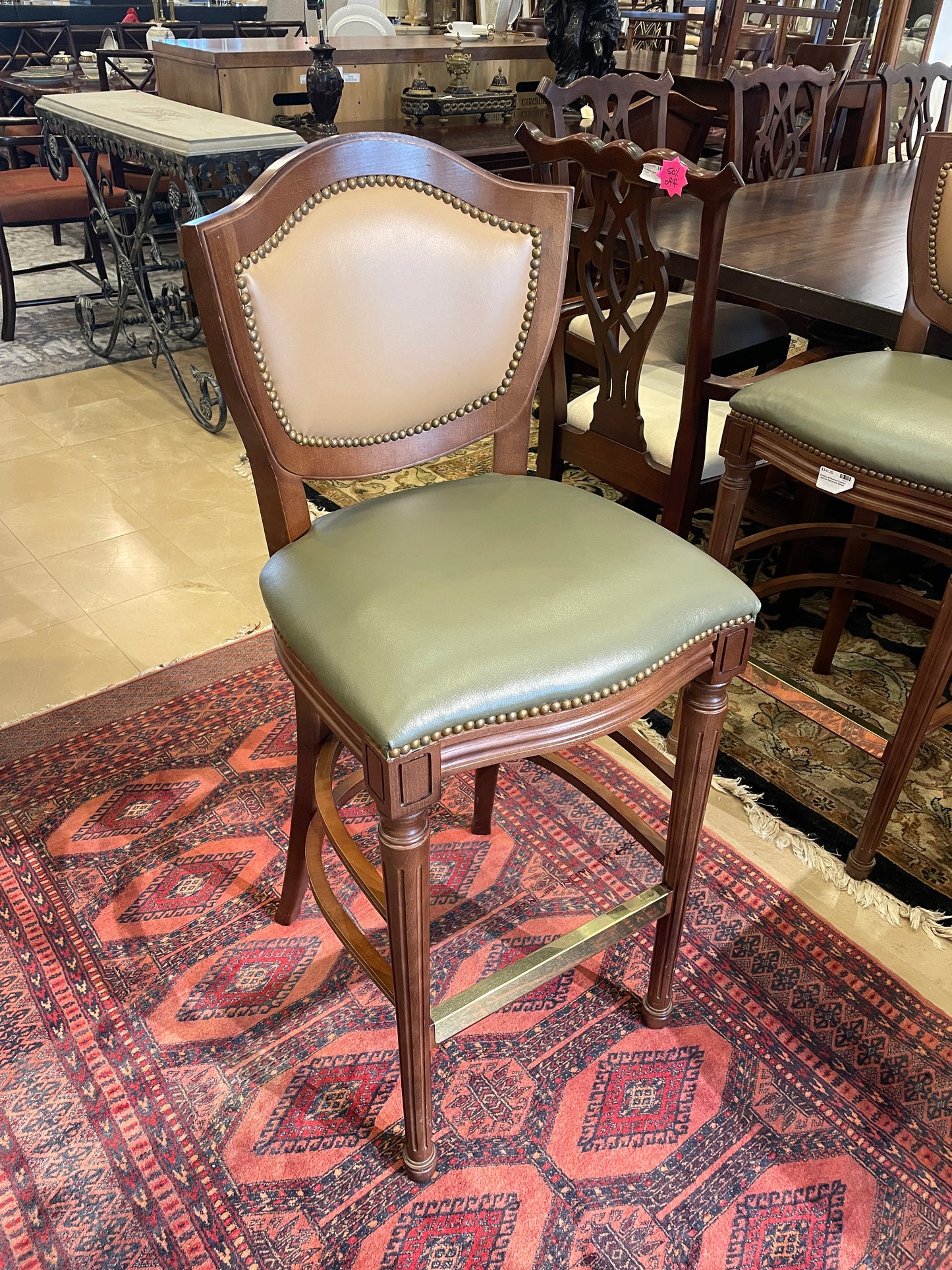 Shelby Williams Custom Leather Barstool (Six Available) (036001)