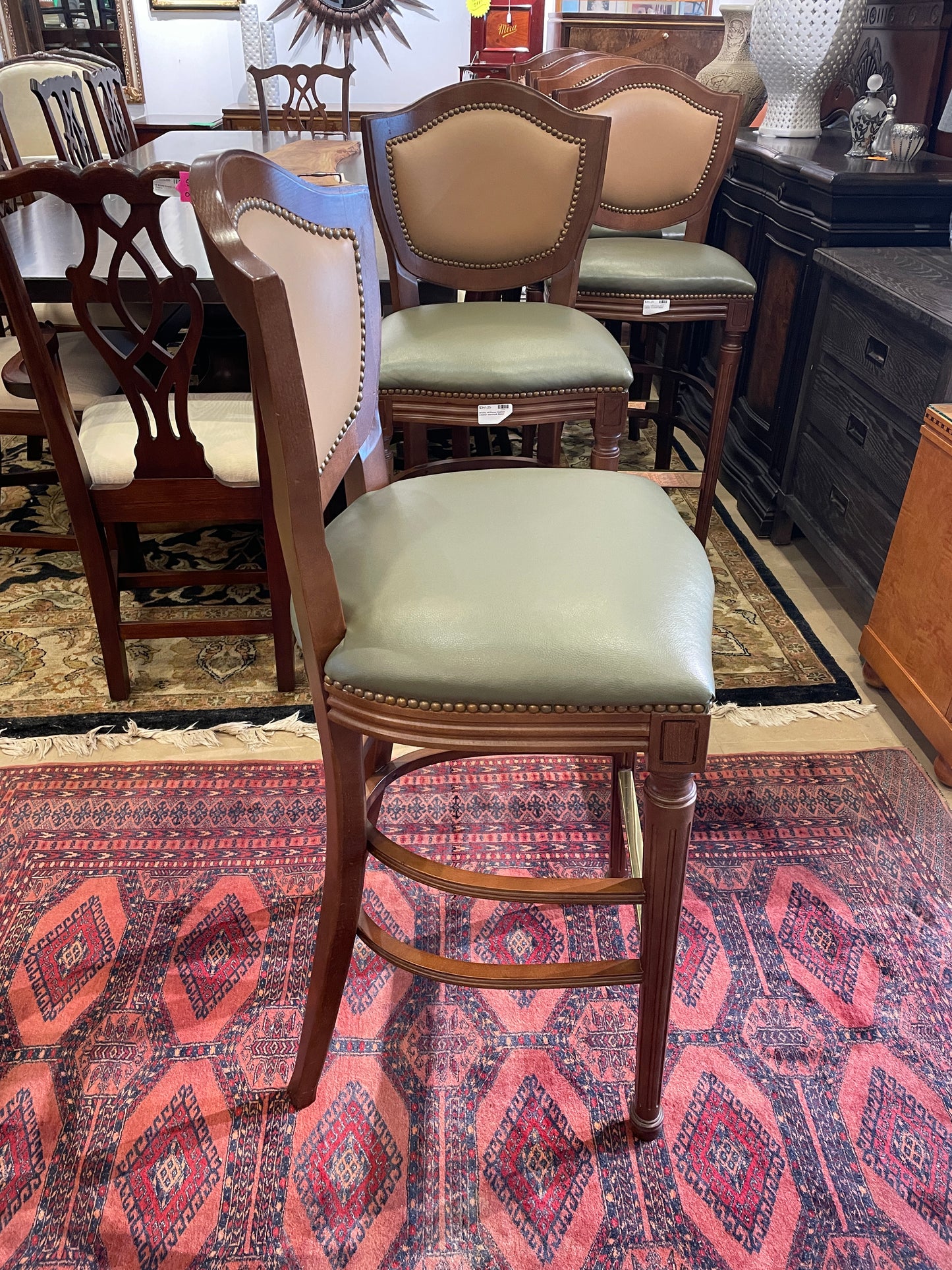 Shelby Williams Custom Leather Barstool (Six Available) (036001)