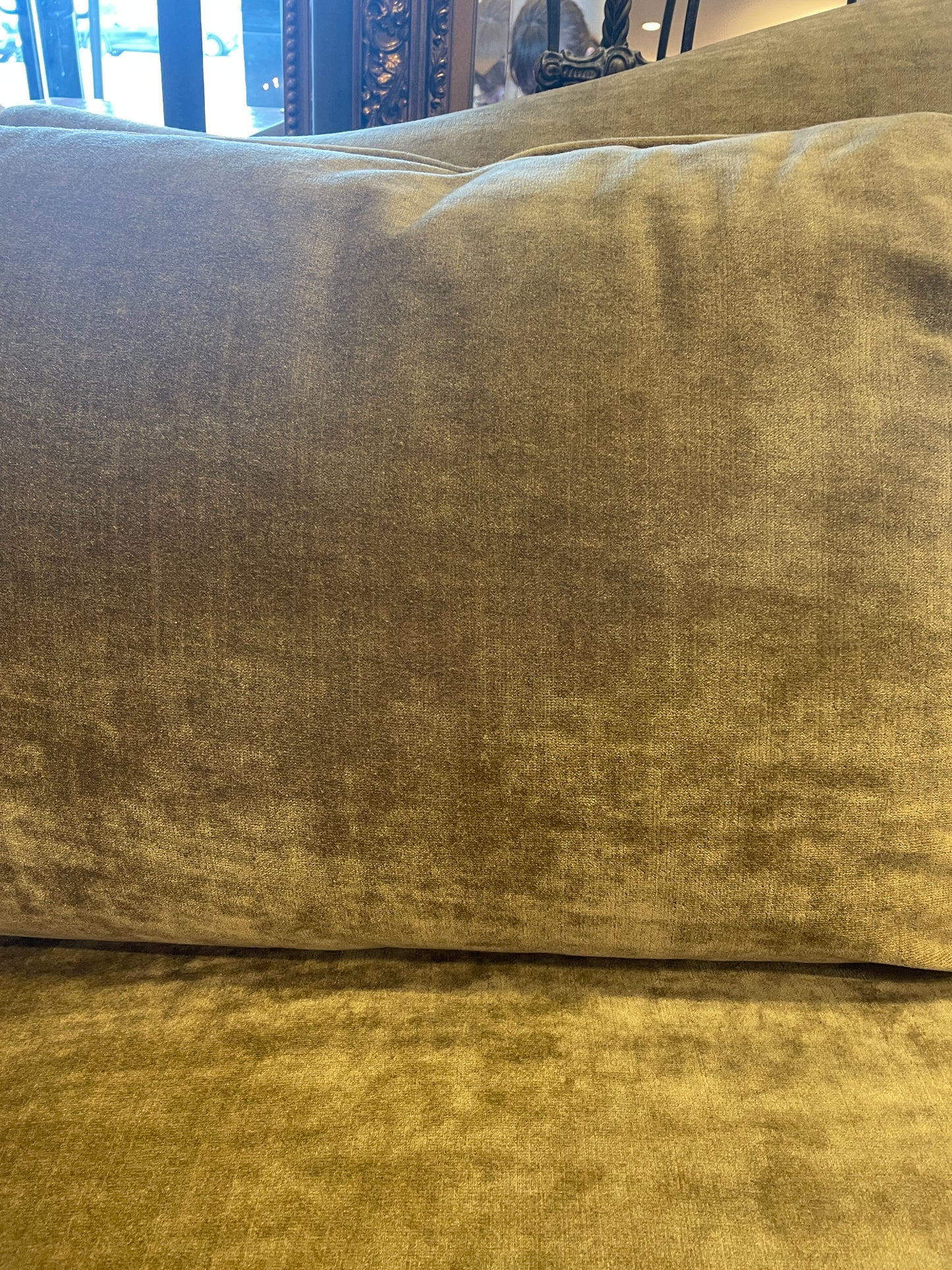 Drexel Green Velvet Chippendale Camelback Sofa, Reupholstered (0KR002)
