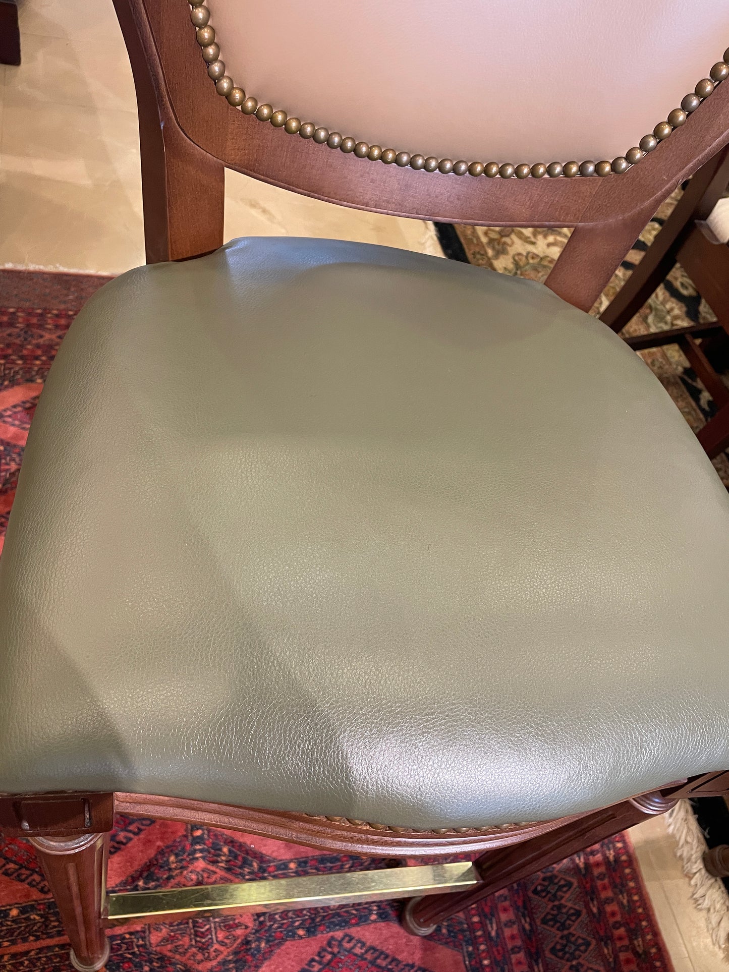 Shelby Williams Custom Leather Barstool (Six Available) (036001)