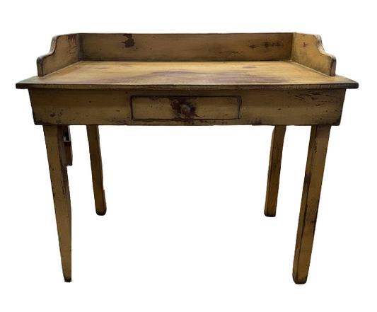 Custom Primitive Yellow Over Red Desk, Signed 2007 (0C4007)