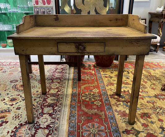 Custom Primitive Yellow Over Red Desk, Signed 2007 (0C4007)