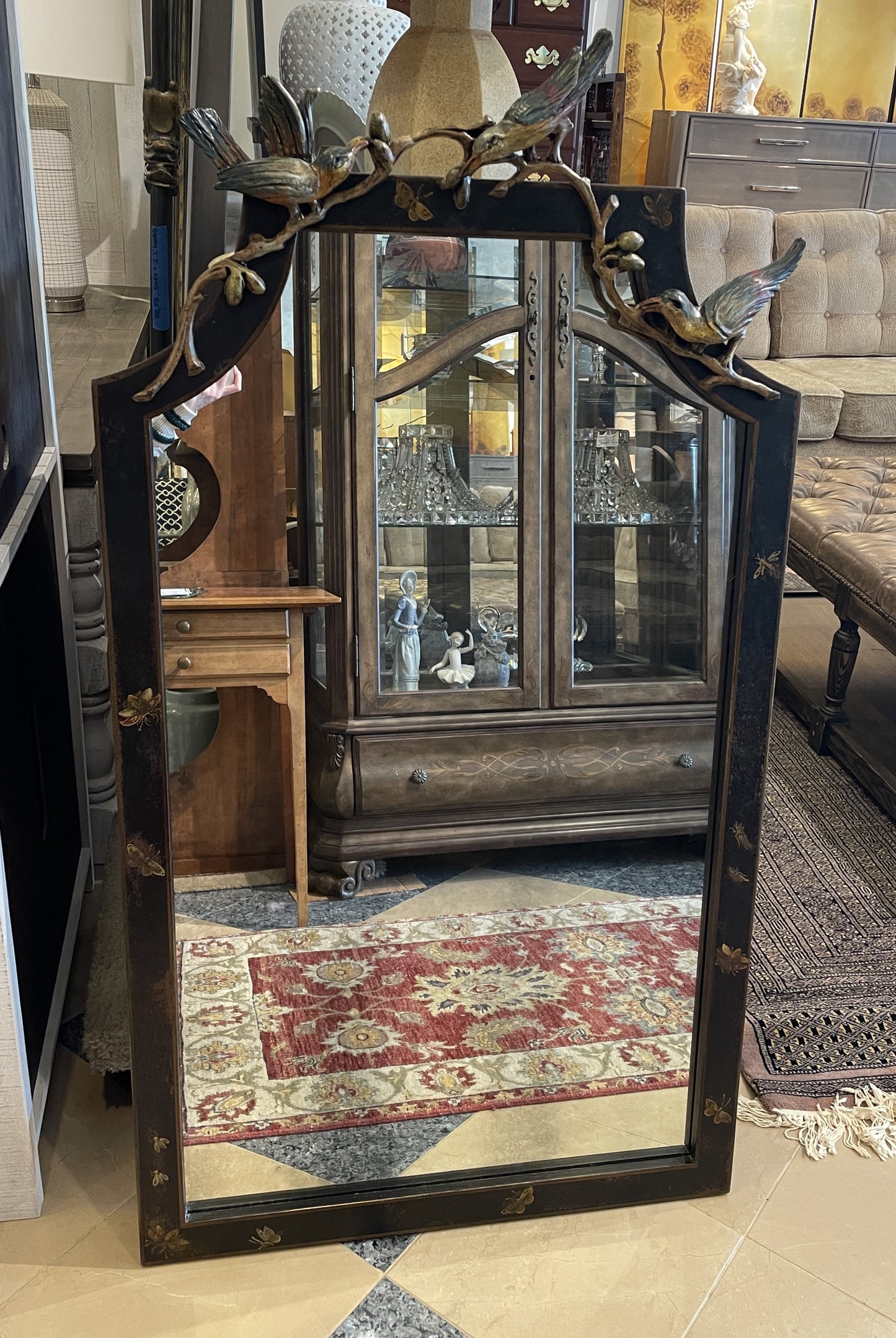 Chinoiserie Mirror with Birds, AS IS (01D02O)