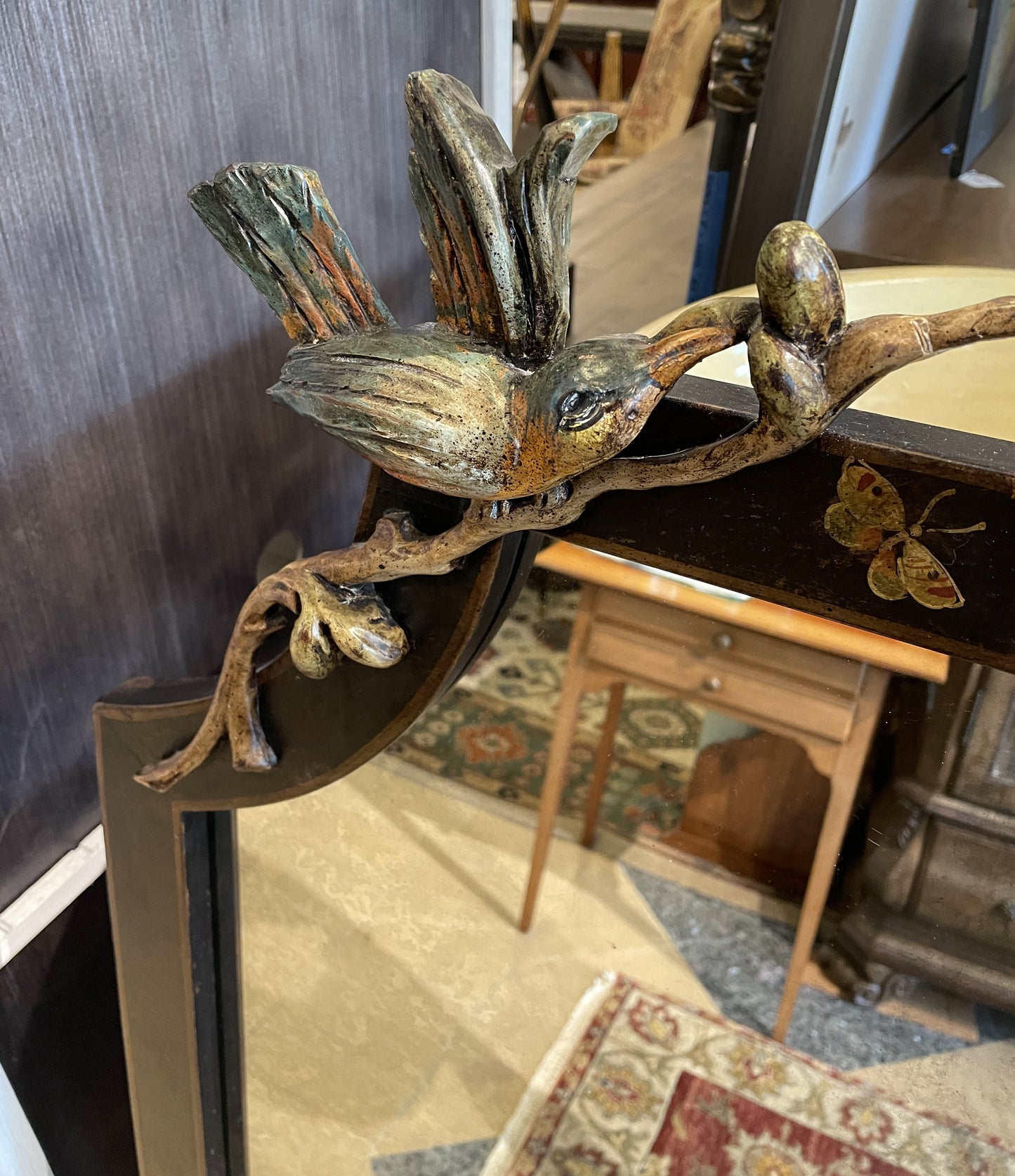 Chinoiserie Mirror with Birds, AS IS (01D02O)
