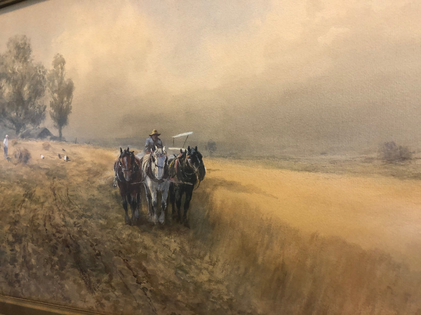 Frank F. English Horses/Farm Scene Oil on Canvas