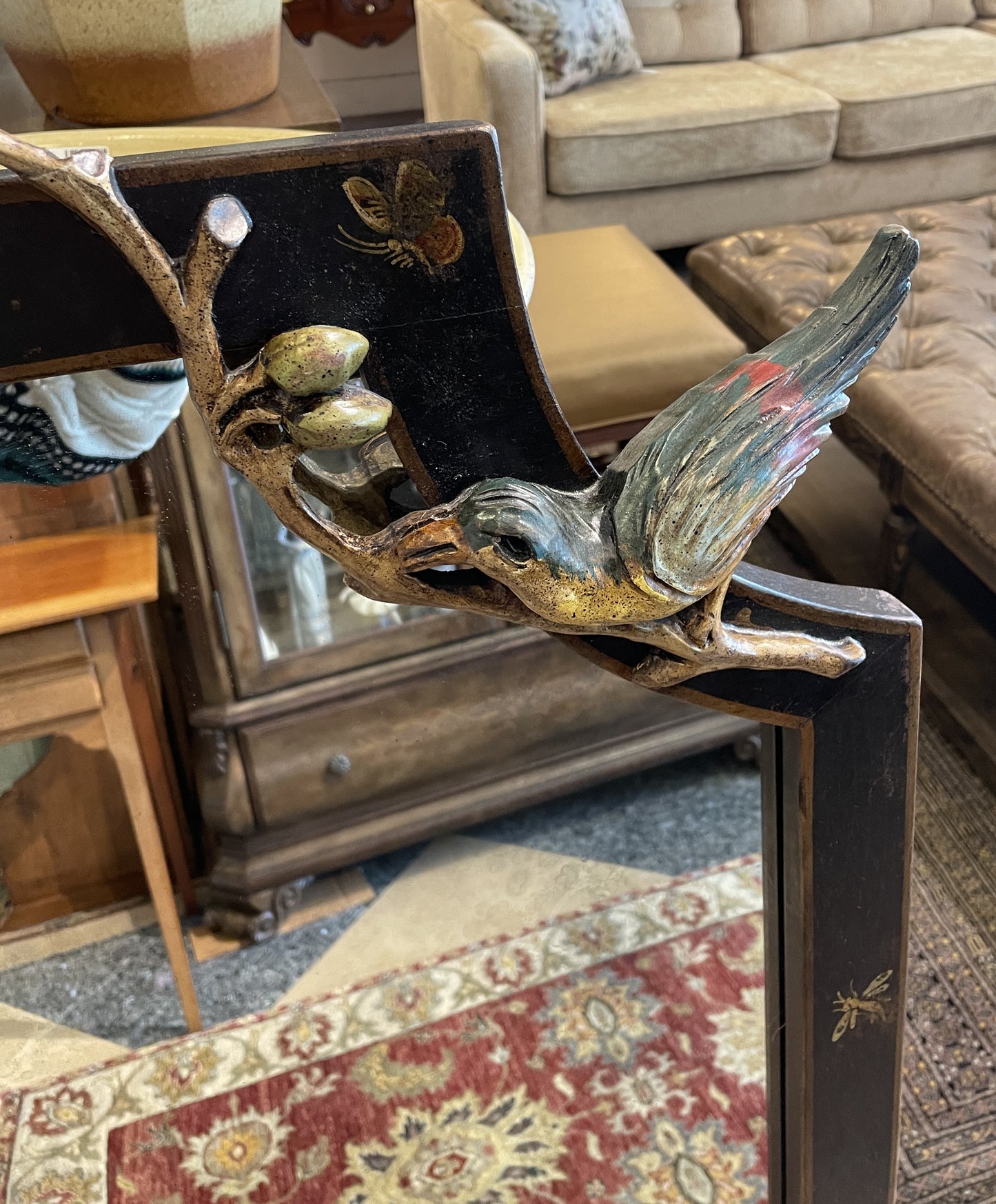 Chinoiserie Mirror with Birds, AS IS (01D02O)