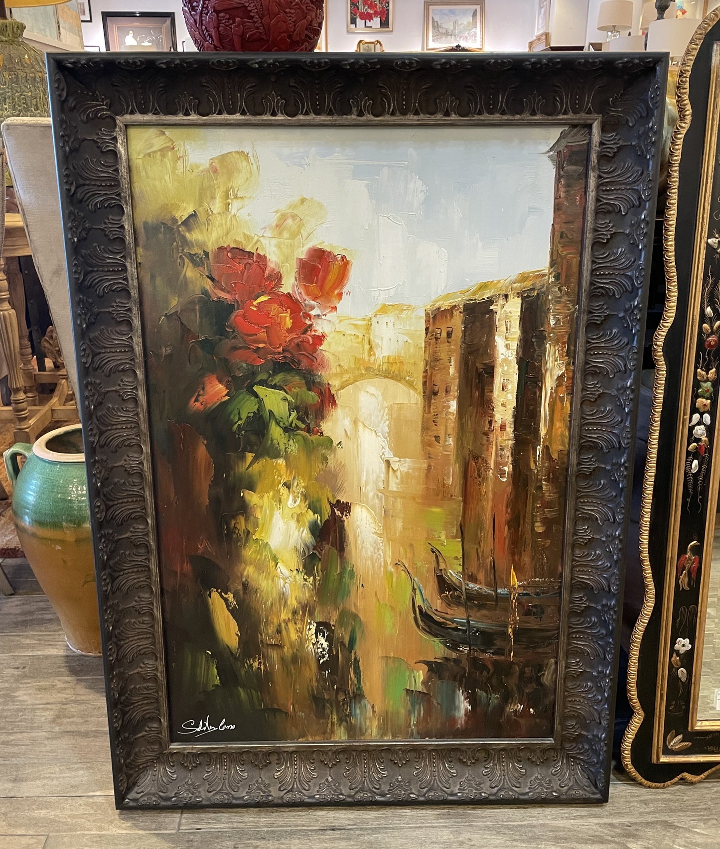 Venetian Canal Scene with Roses after Angelica Privalihin (0OH008)