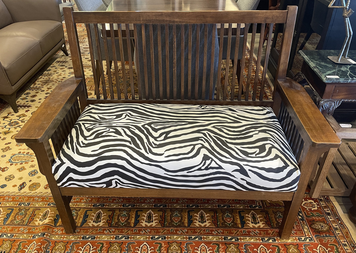 Mission Bench with Zebra Vinyl Upholstery (0H3002)