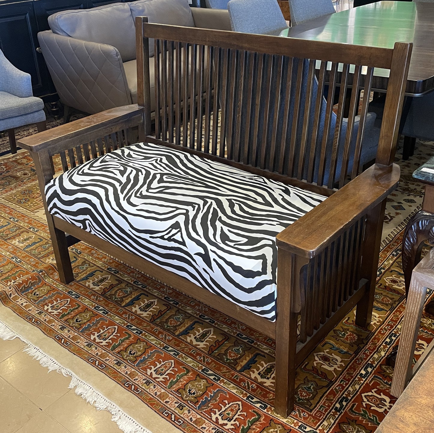Mission Bench with Zebra Vinyl Upholstery (0H3002)