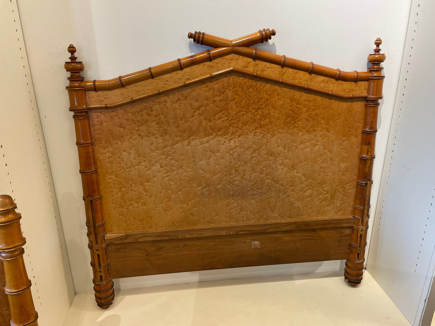 Antique French Birdseye and Bamboo 3/4 Bed (21575)