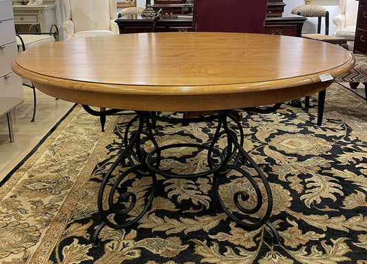 Ethan Allen Legacy Plank and Iron Dining Table, one 20" leaf (03G00E)