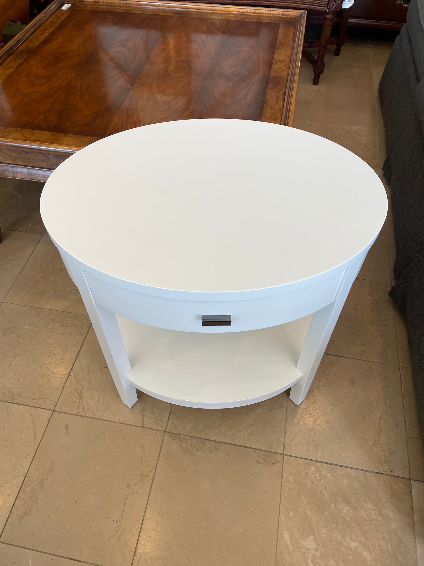 White Oval Nightstand W/ Drawer, Crate & Barrel (0OL001)