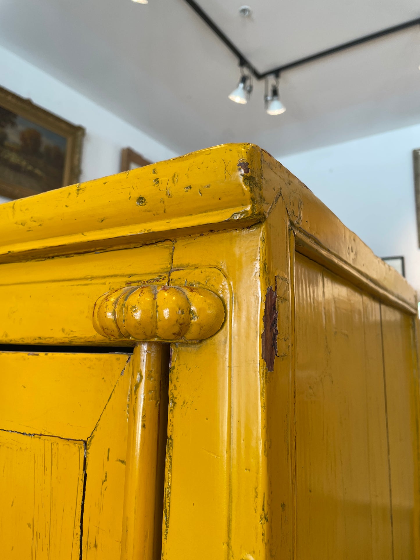 Antique Mustard Chinese Wedding Cabinet AS IS (0A900P)