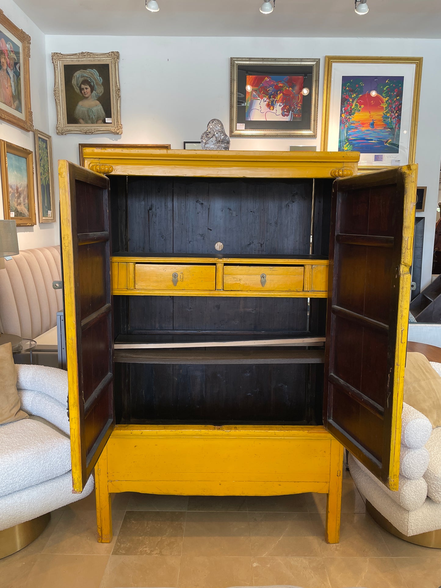 Antique Mustard Chinese Wedding Cabinet AS IS (0A900P)