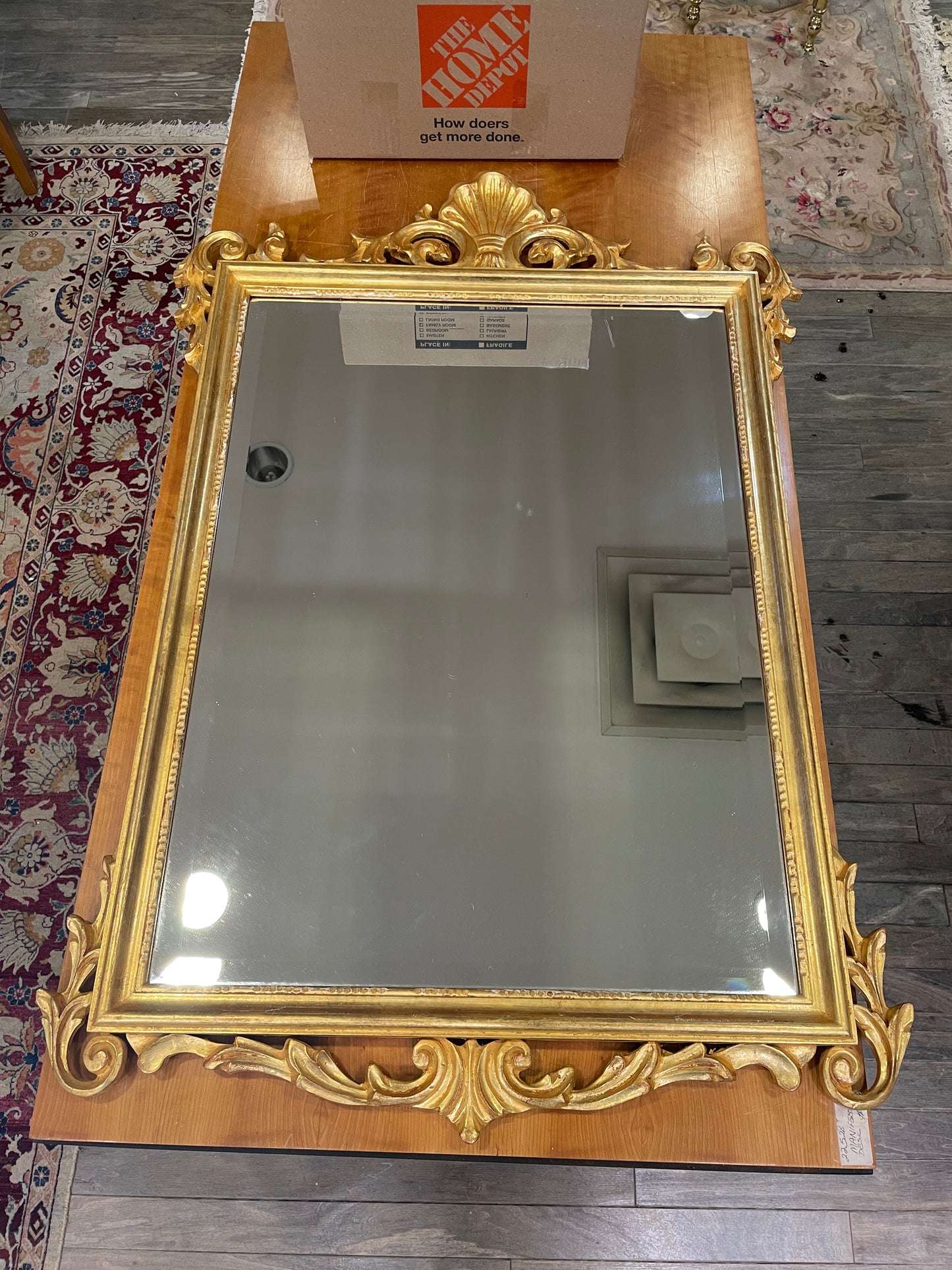 Gilded Shell Finial Mirror AS IS (JE31TN)