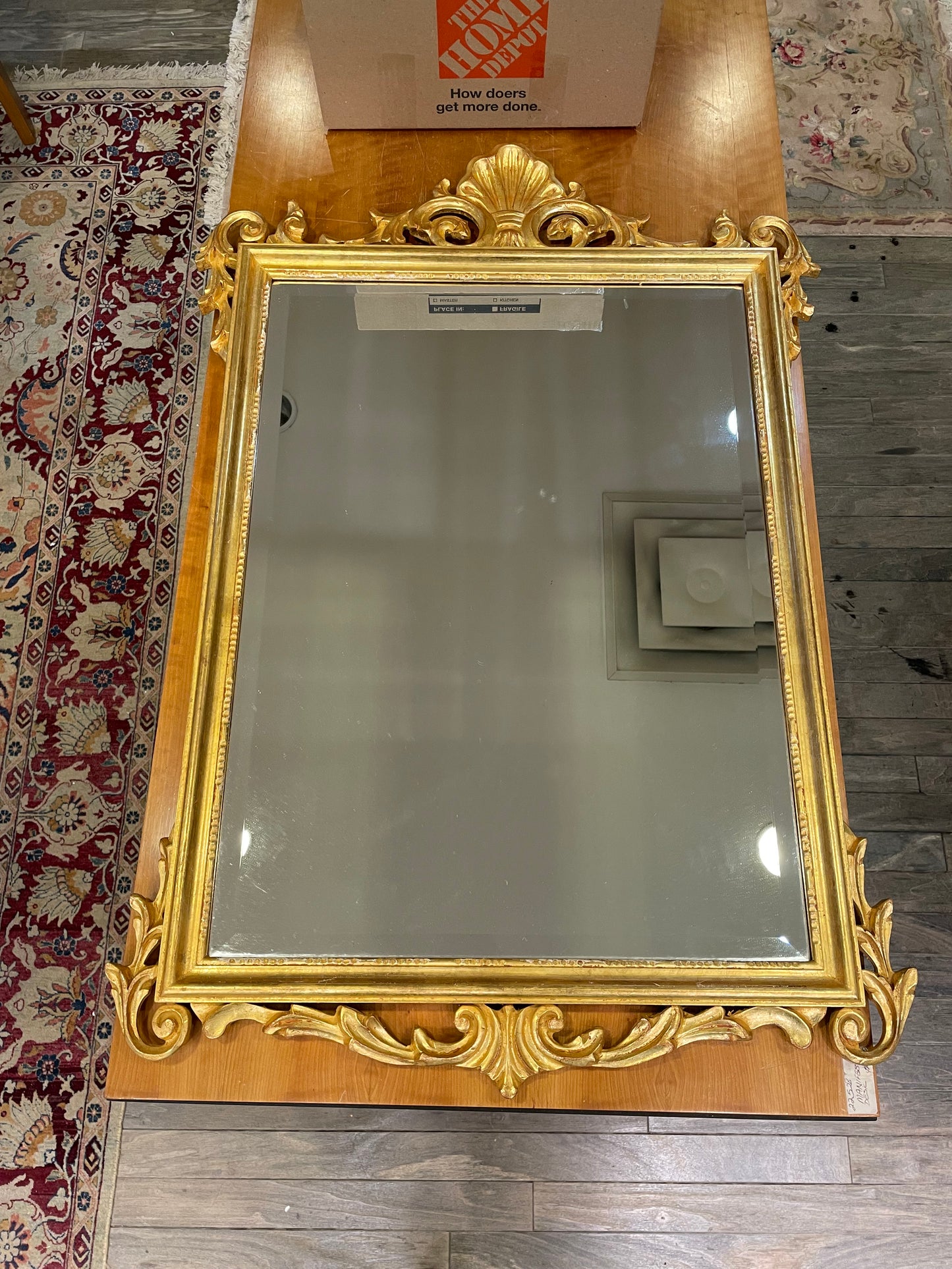 Gilded Shell Finial Mirror AS IS (JE31TN)