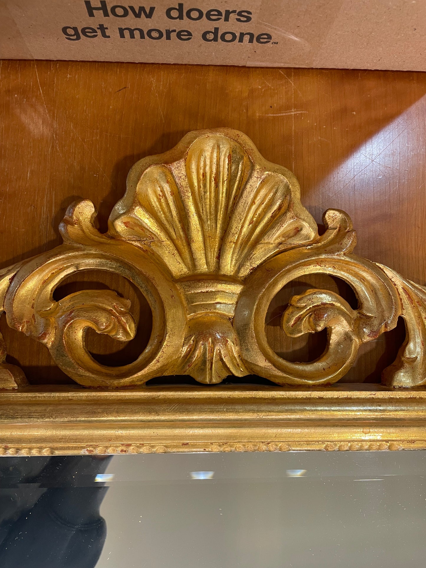 Gilded Shell Finial Mirror AS IS (JE31TN)