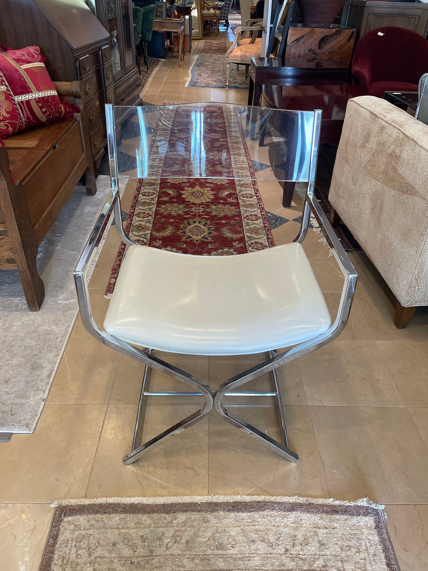 Milo Baughman Acrylic & Leather Director Chairs, Set of 4, AS IS (0A900U)