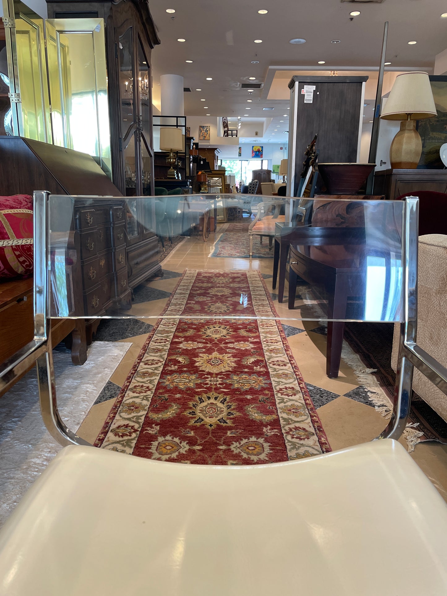 Milo Baughman Acrylic & Leather Director Chairs, Set of 4, AS IS (0A900U)
