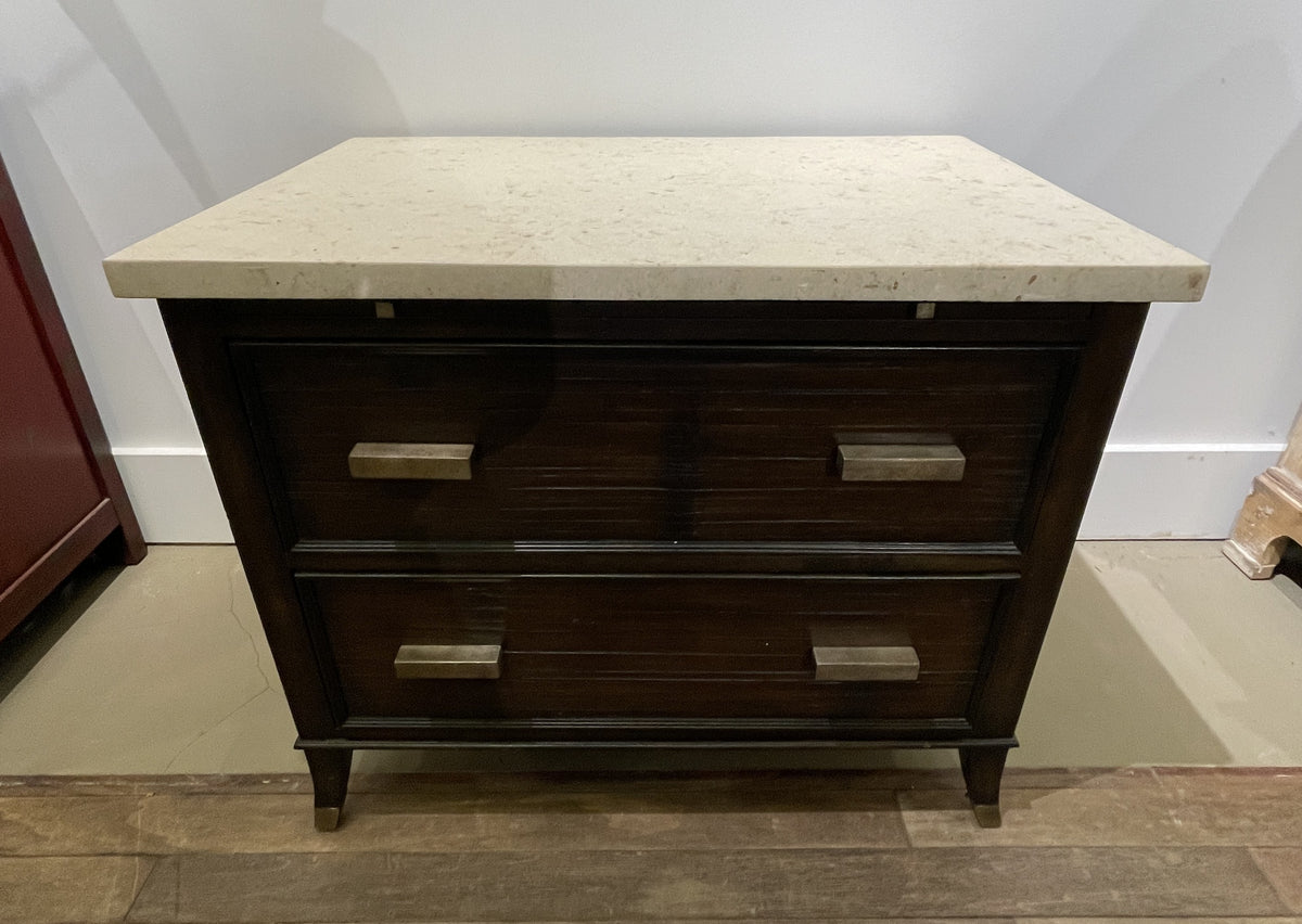 Kreiss Travertine Top Nightstands, A Pair (0A900W)
