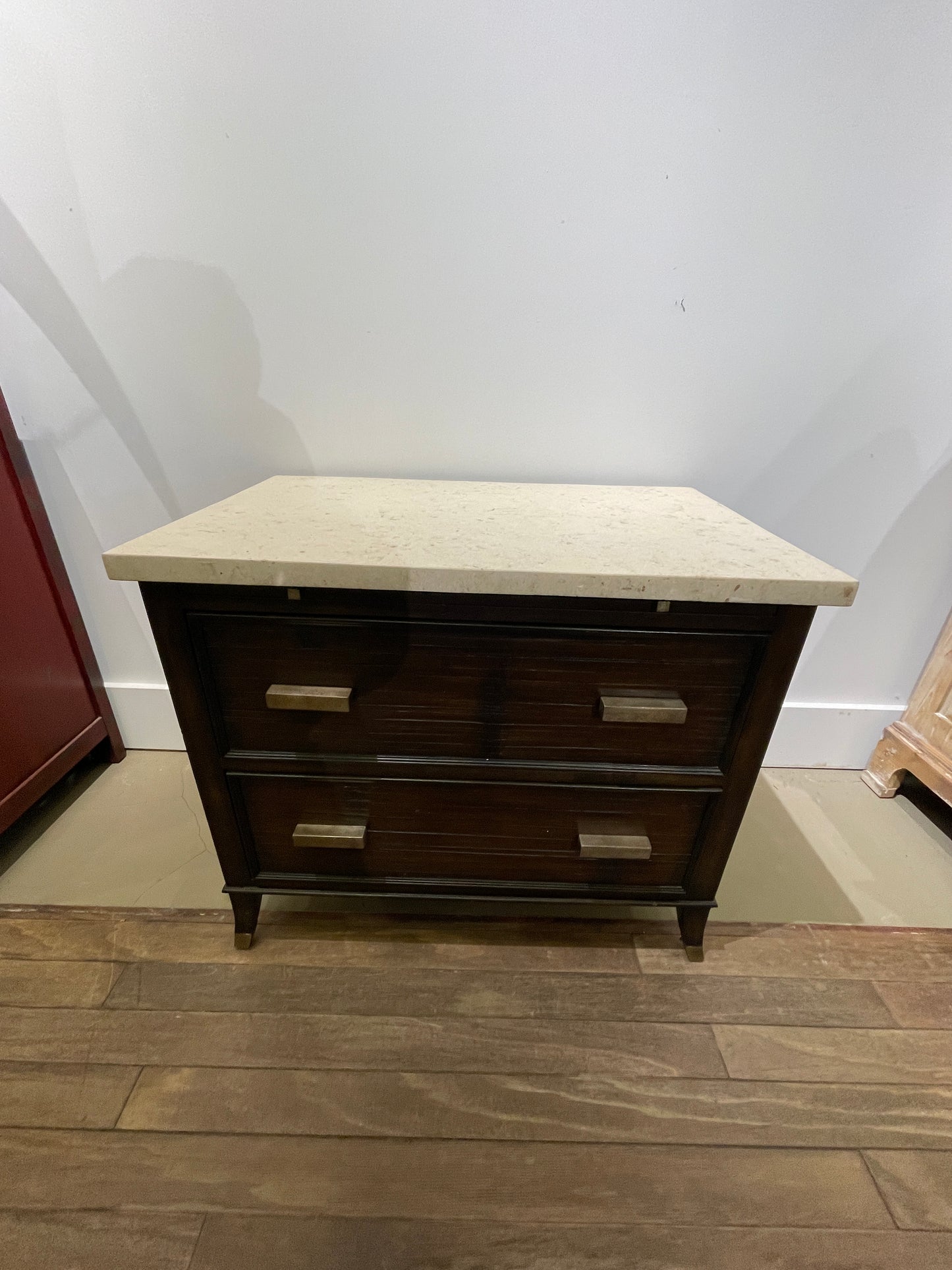Kreiss Travertine Top Nightstands, A Pair (0A900W)