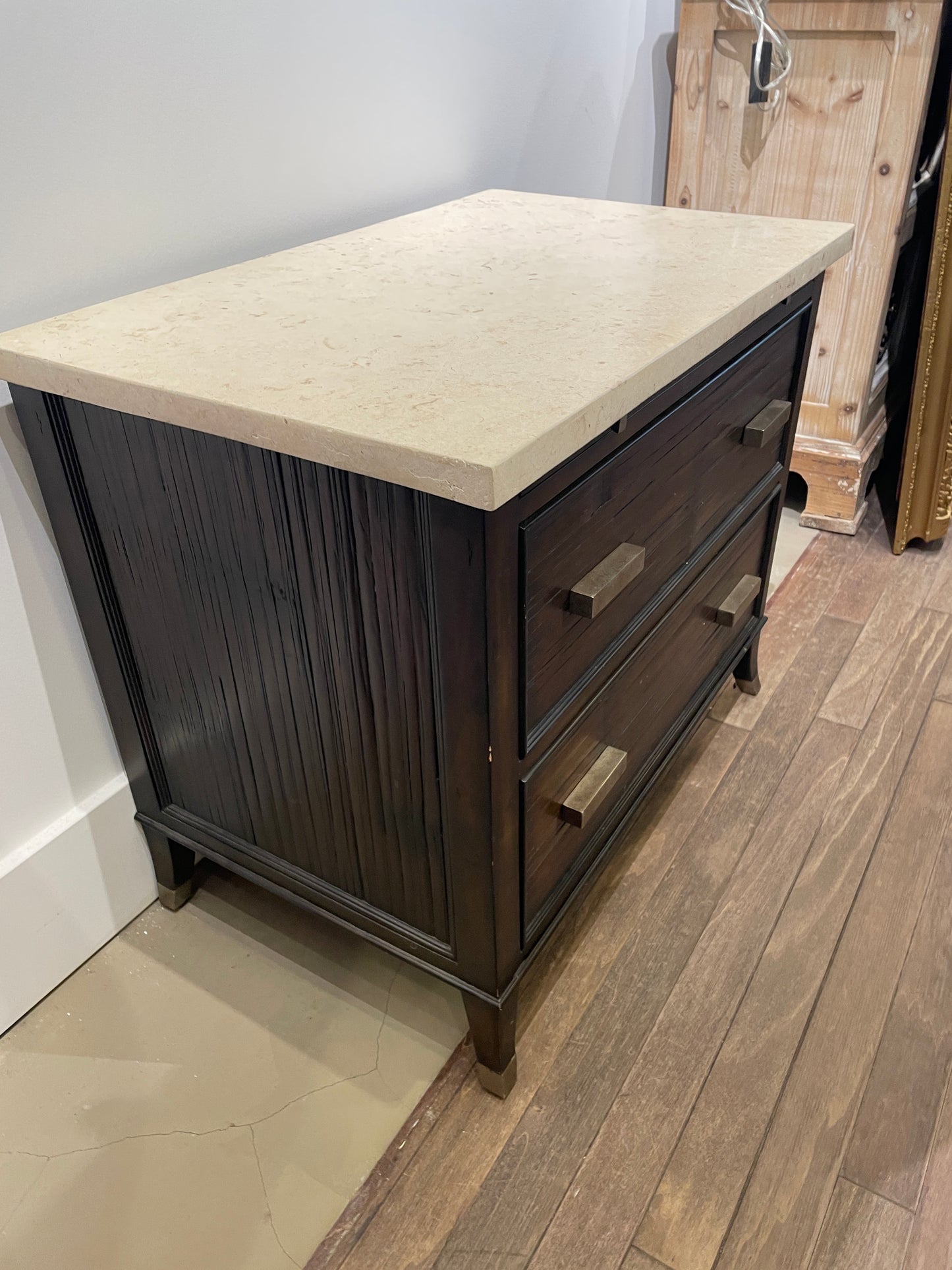 Kreiss Travertine Top Nightstands, A Pair (0A900W)