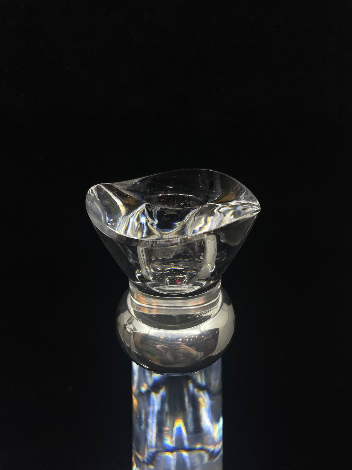 Nambe Titan Glass Candlesticks, a pair (0D300D)