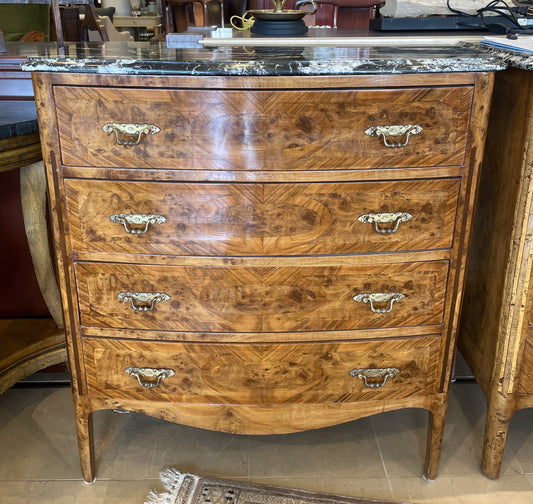 Louis XIV Style Marble Topped Inlayed Commode/4-Drawer Chest (2 Available) (0AN002)