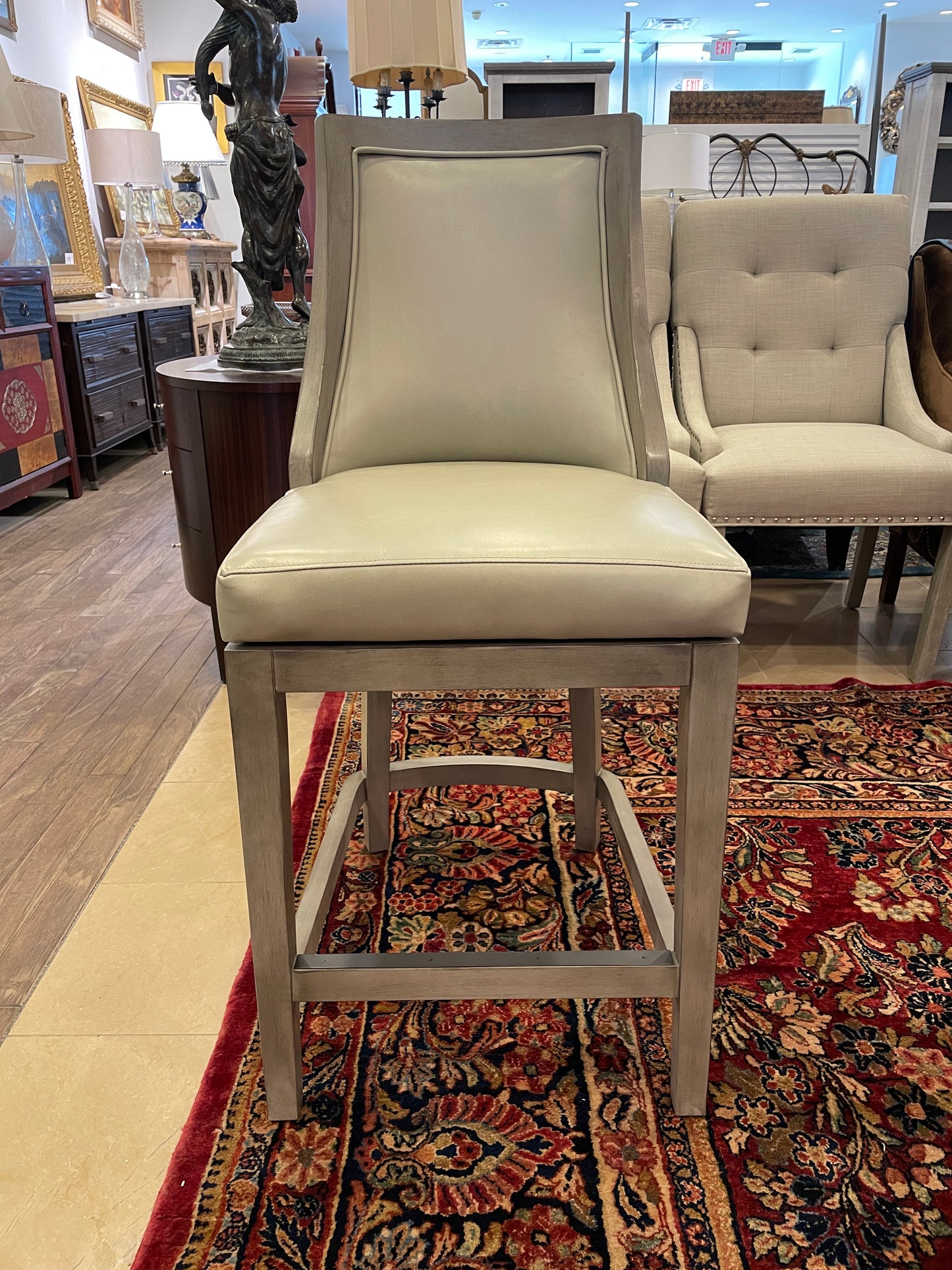 Maven Lane Leather Swivel Barstool (2 Available) (0OM001 & 0OM002)
