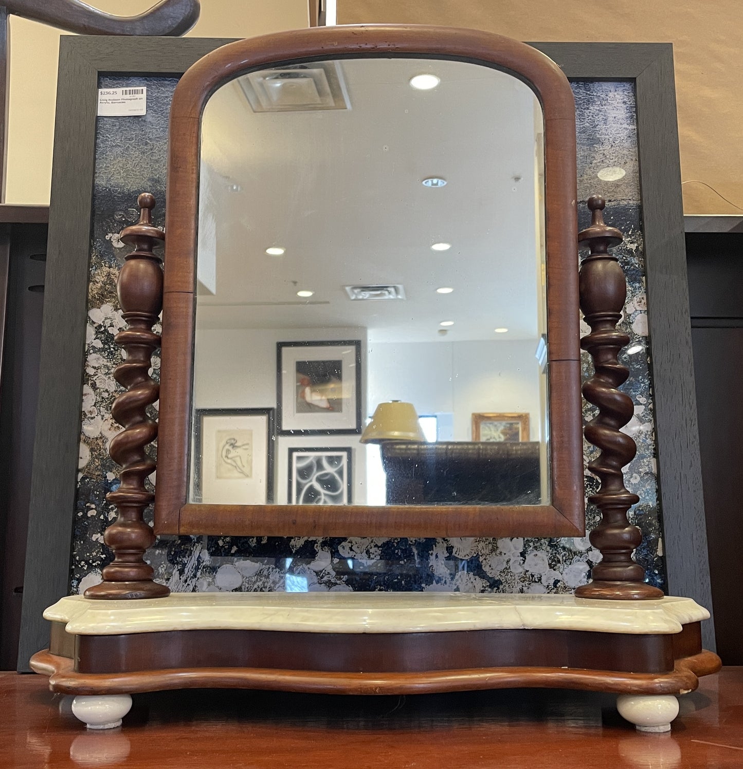 Antique Barley Twist Shaving Mirror, AS IS (0KT006)