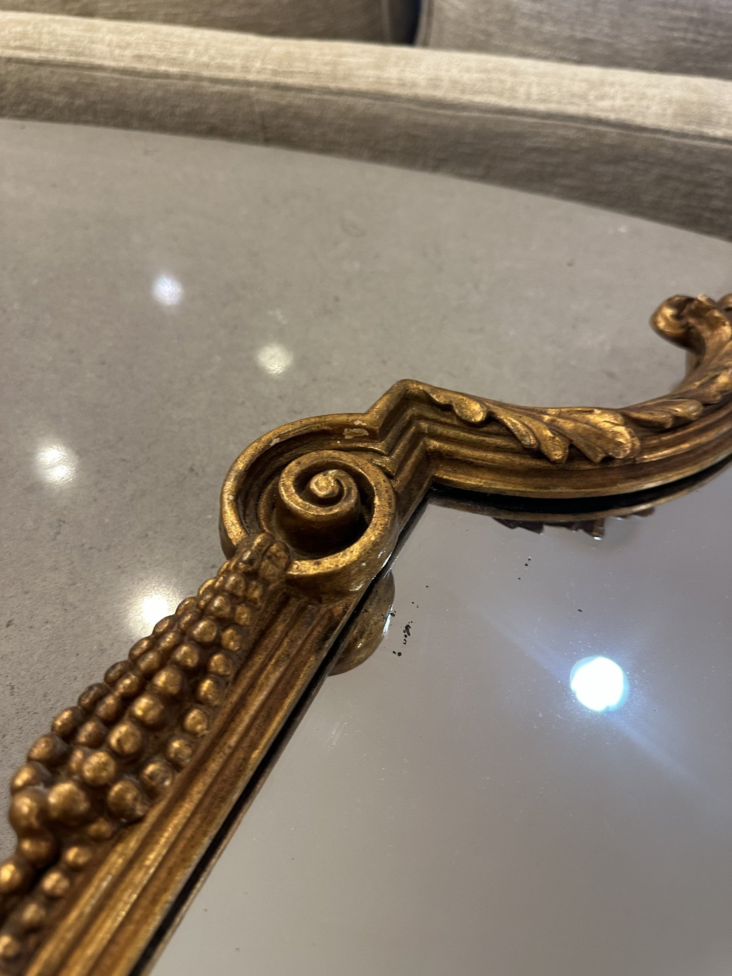 Vintage Gilt Mirror with Rope and Floral detailing (012008)