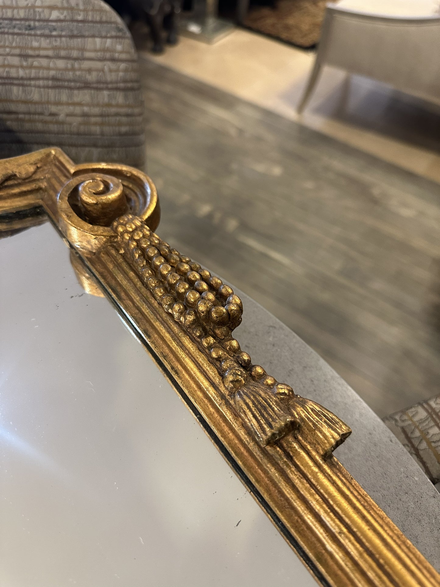 Vintage Gilt Mirror with Rope and Floral detailing (012008)