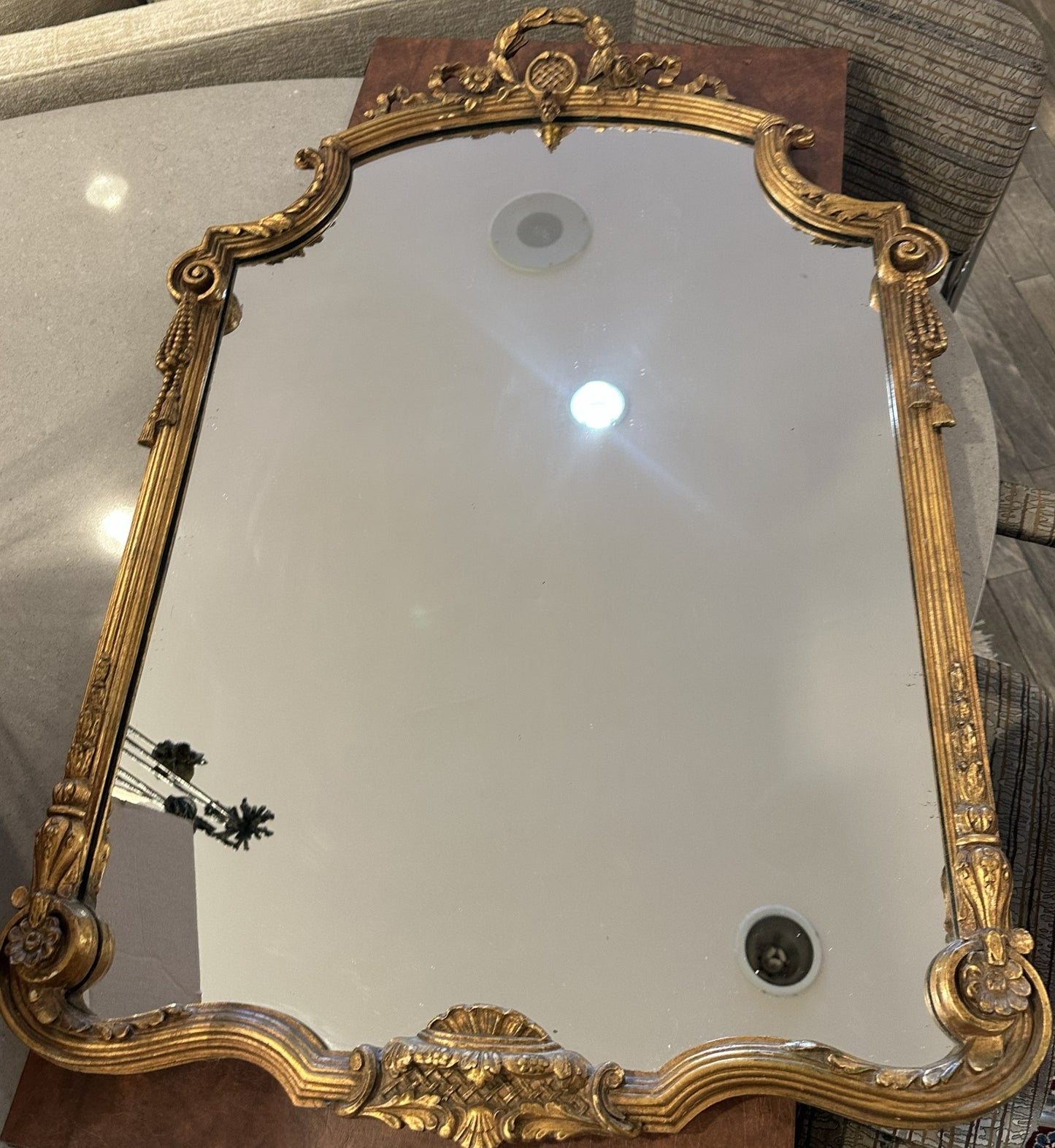 Vintage Gilt Mirror with Rope and Floral detailing (012008)