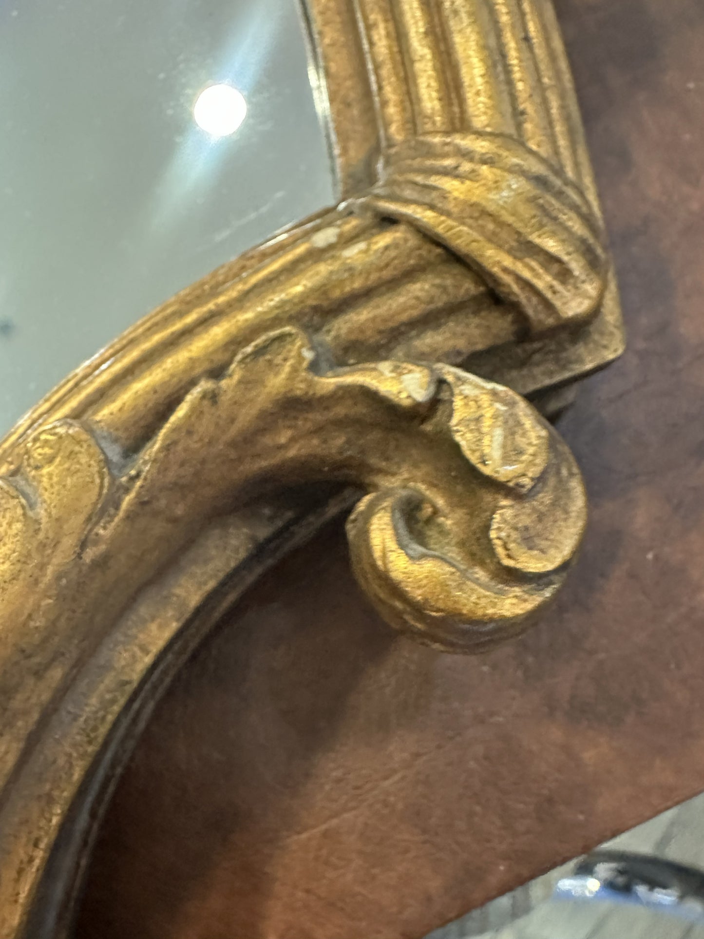 Vintage Gilt Mirror with Rope and Floral detailing (012008)