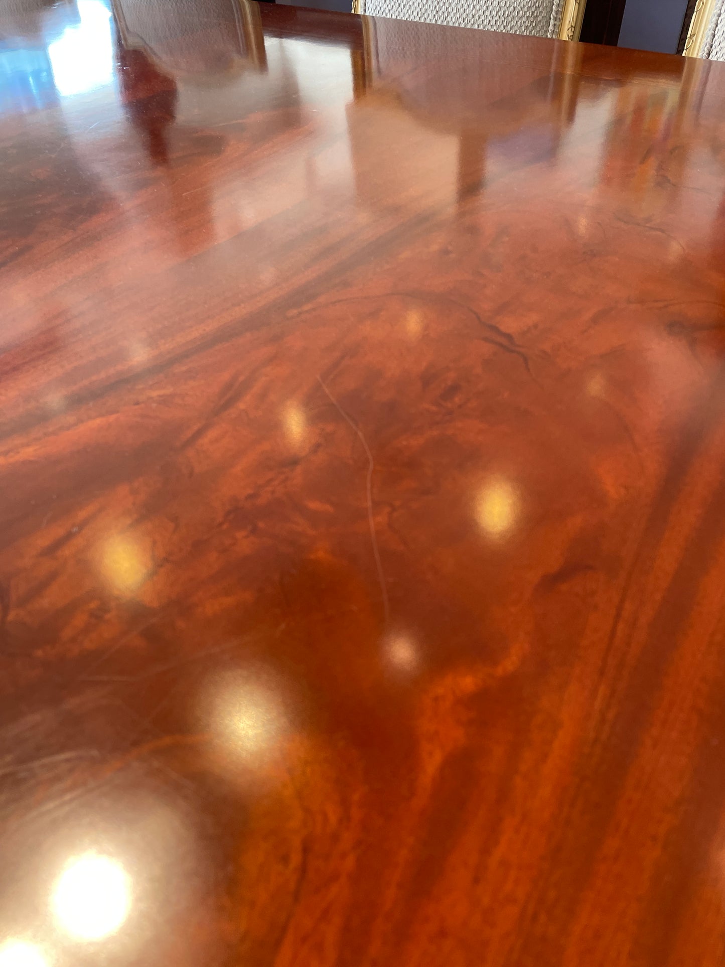 Guerra Vanni Double Pedestal Georgian Inlay Dining Table, AS IS (00Y008)