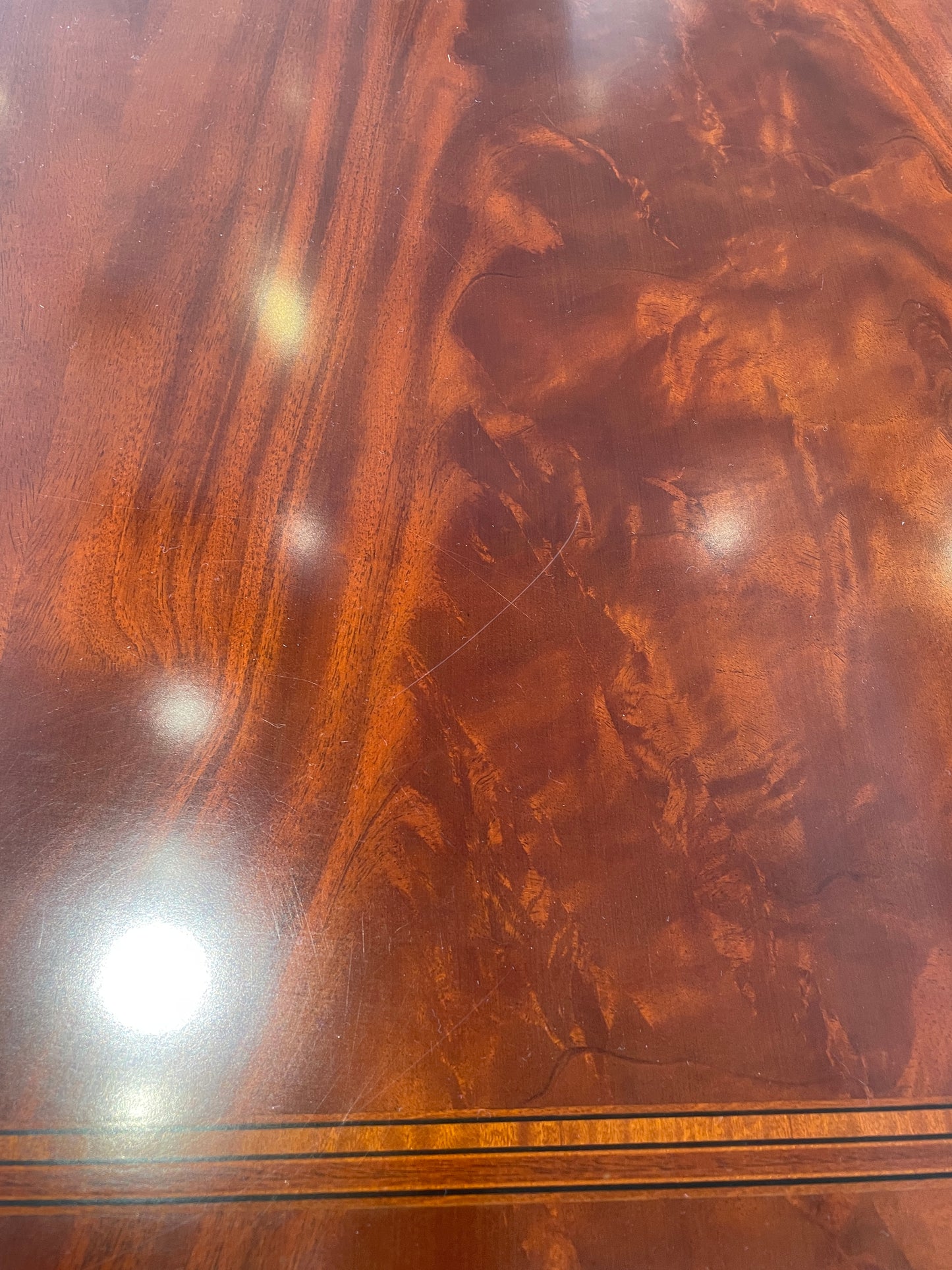 Guerra Vanni Double Pedestal Georgian Inlay Dining Table, AS IS (00Y008)