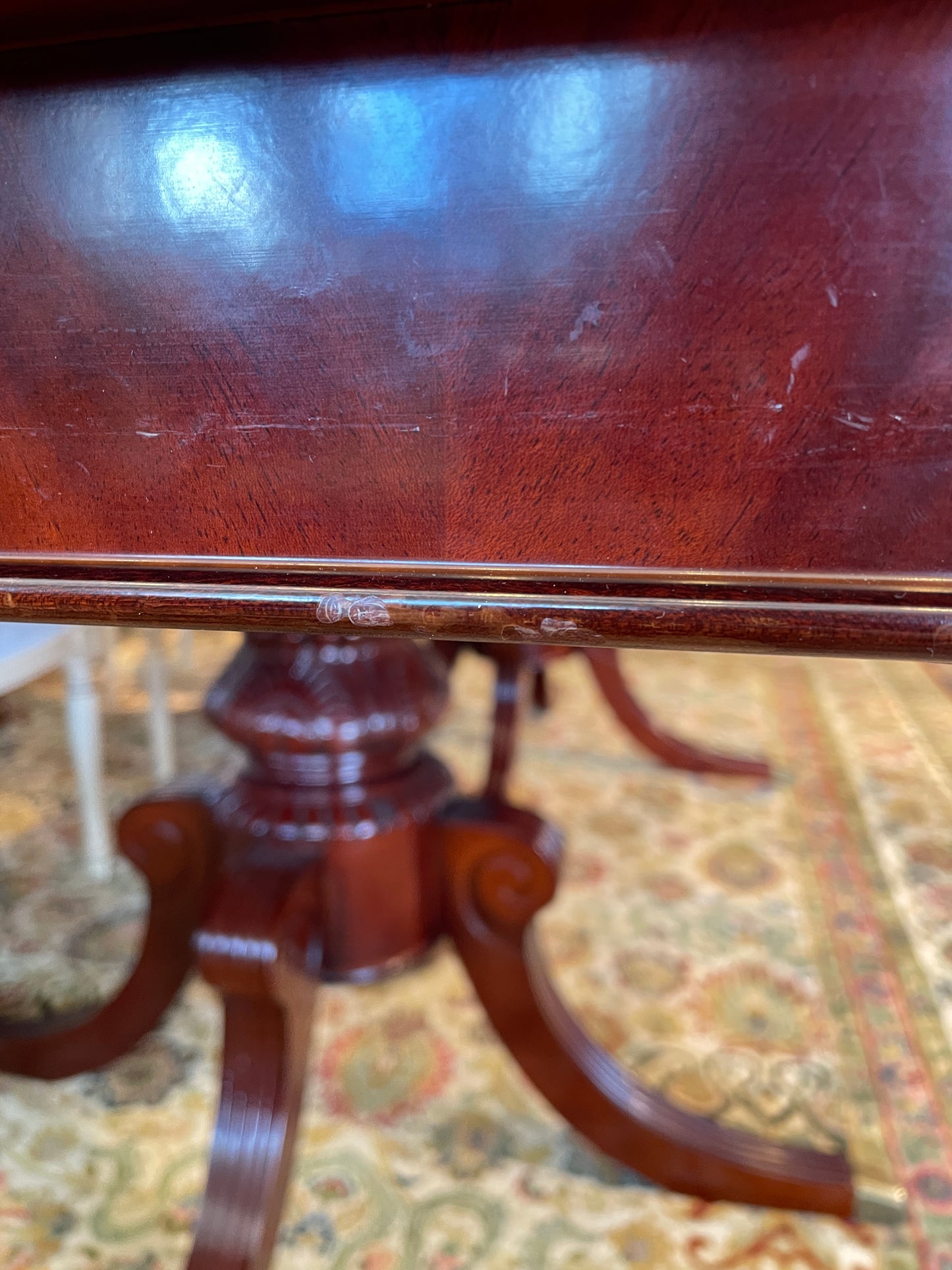 Guerra Vanni Double Pedestal Georgian Inlay Dining Table, AS IS (00Y008)