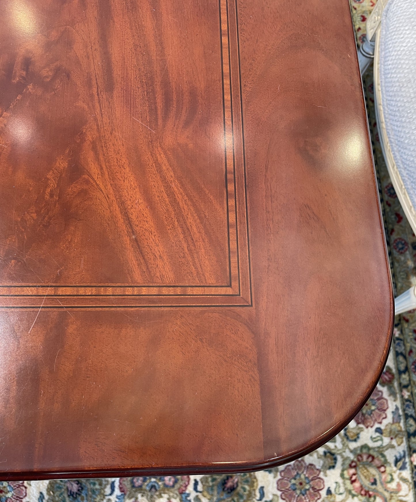 Guerra Vanni Double Pedestal Georgian Inlay Dining Table, AS IS (00Y008)
